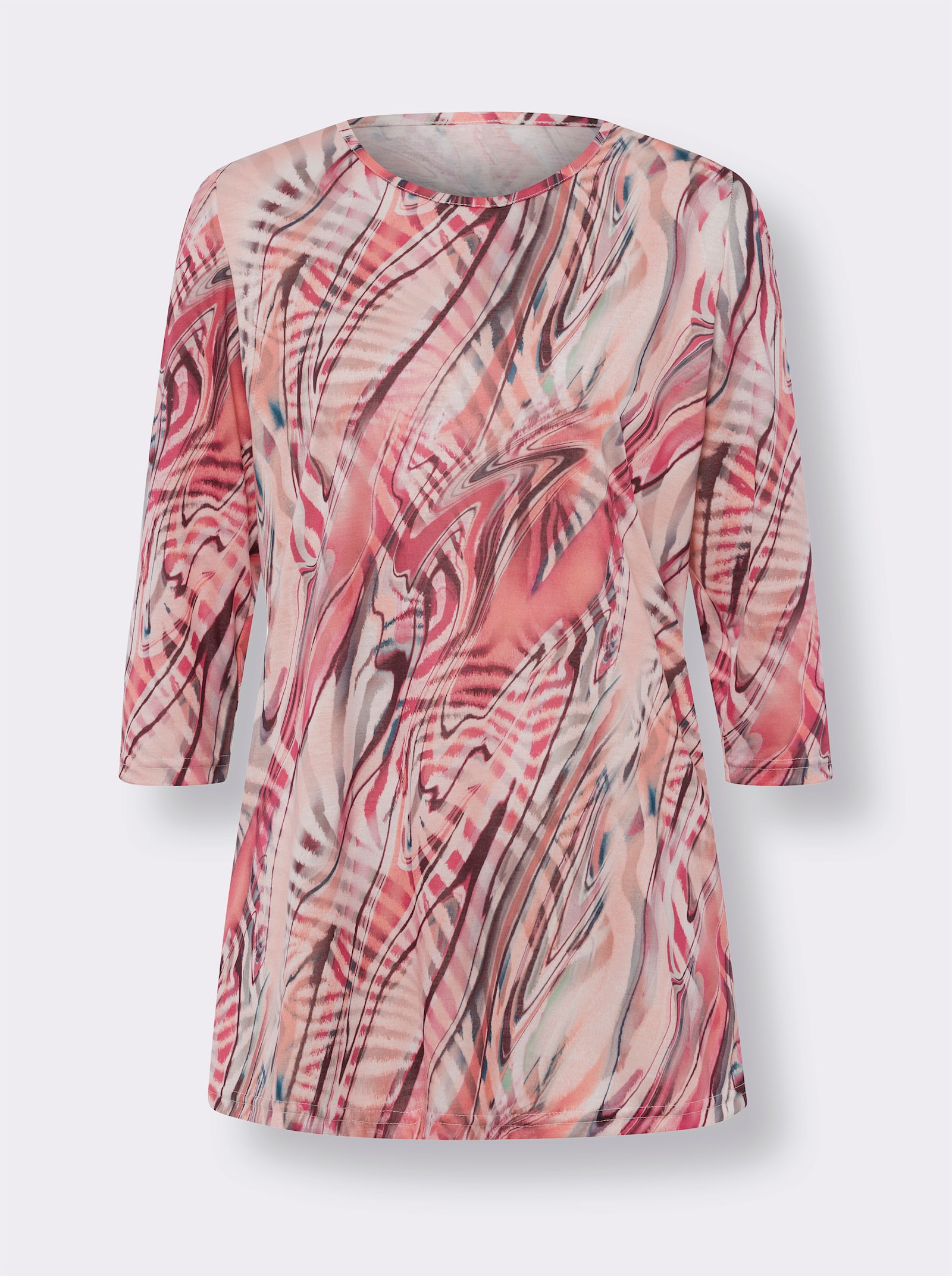 Longshirt in Batik-Optik - apricot-grapefruit-bedruckt