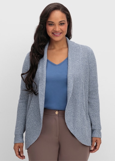Strickjacke mit Schalkragen - rauchblau-meliert