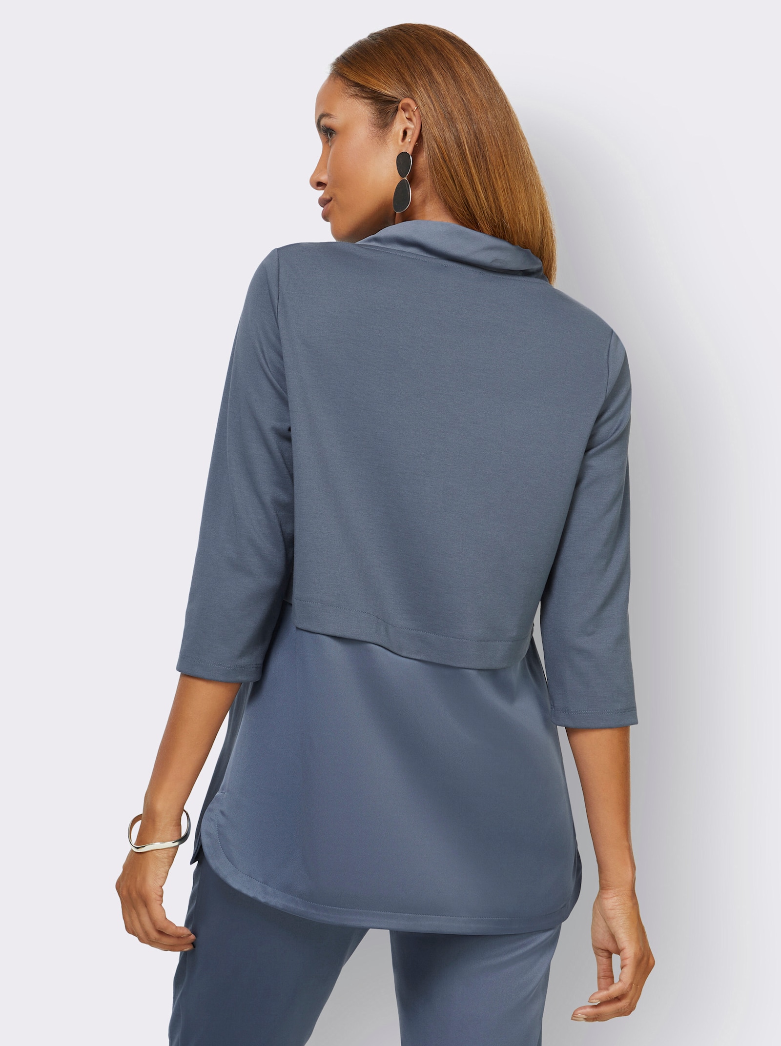 3/4-Arm-Shirt im Lagen-Look - rauchblau