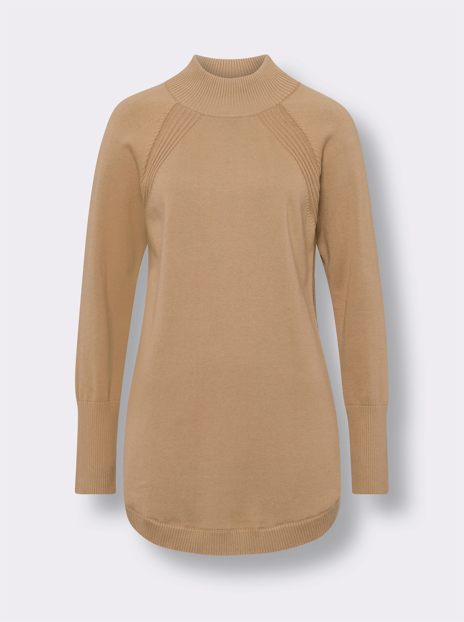 Longpullover aus reiner Baumwolle - camel