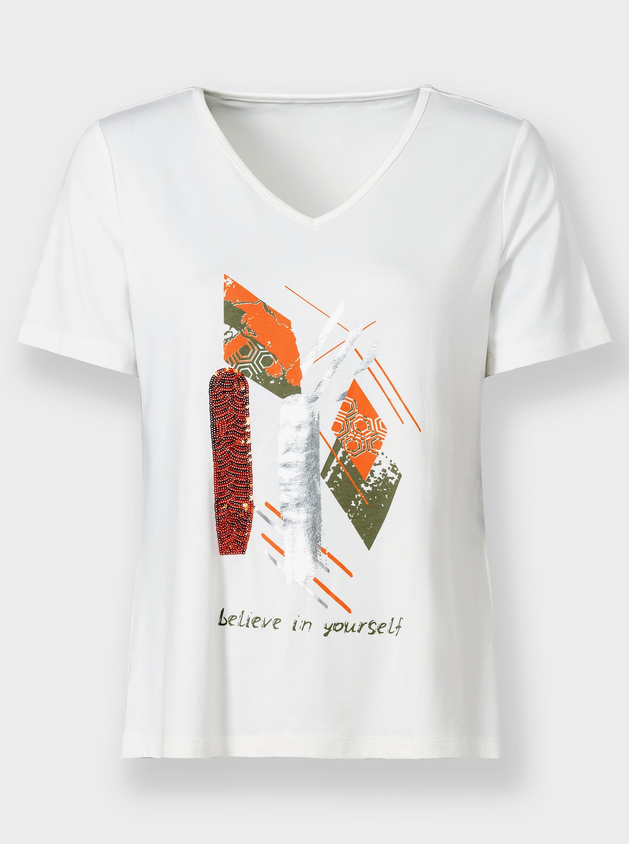heine Shirt met V-hals - ecru