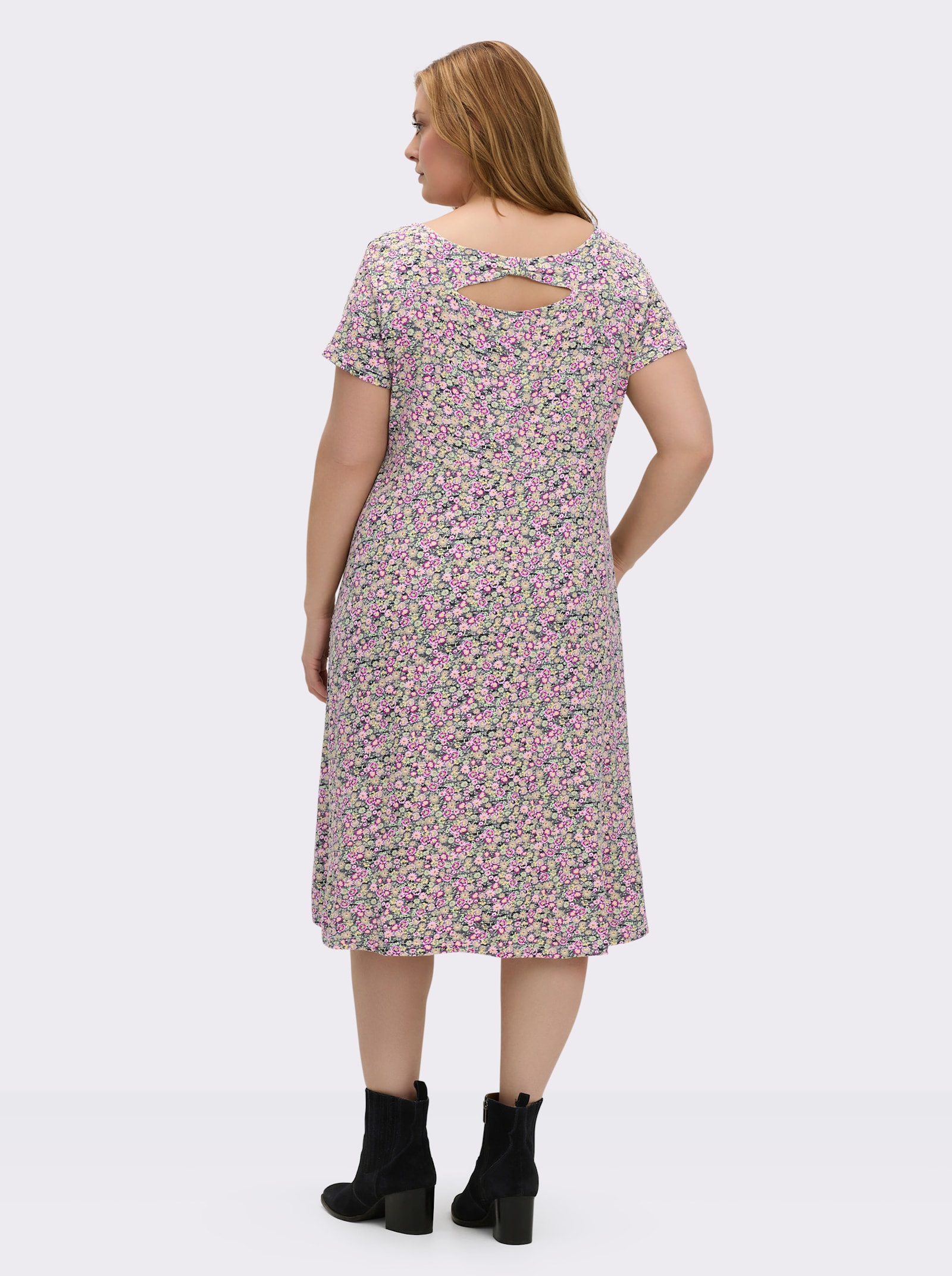 Jerseykleid mit Rücken-Ausschnitt - anthrazit-bedruckt