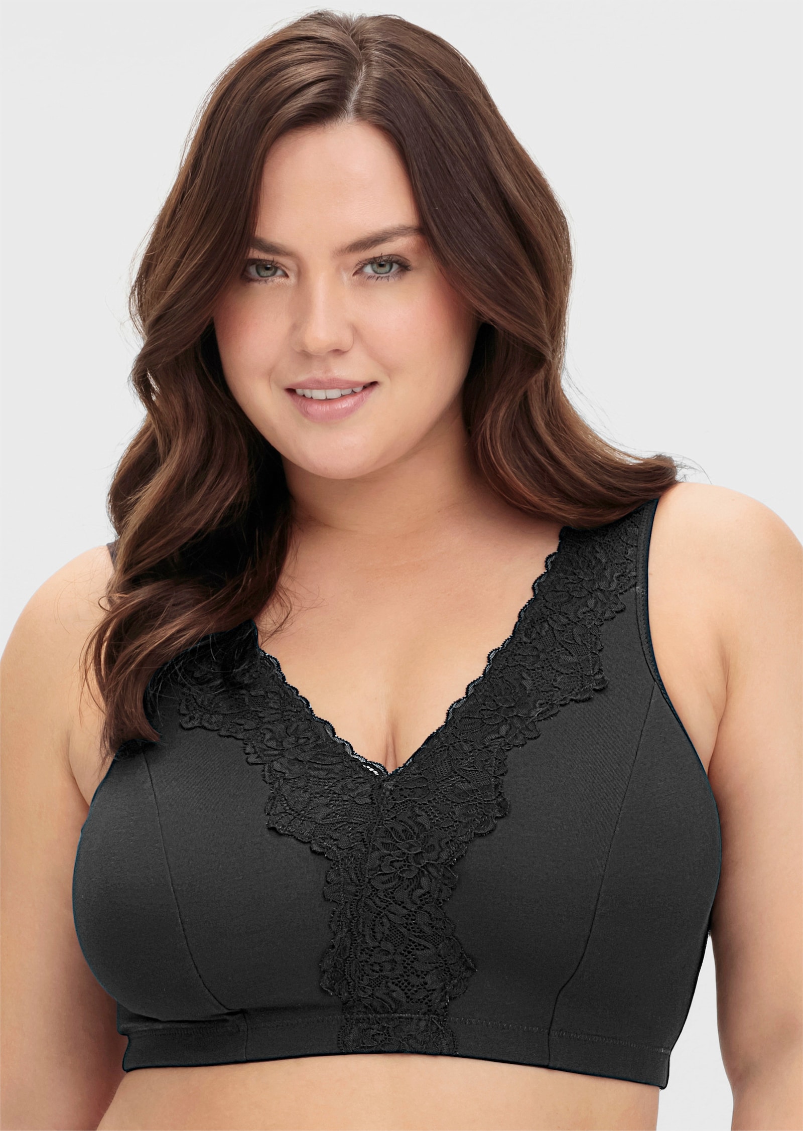 sheego Bügelloser BH in Bustier-Form, mit Spitzenborte - marine