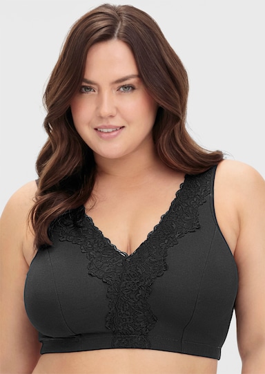 sheego Bügelloser BH in Bustier-Form, mit Spitzenborte - marine