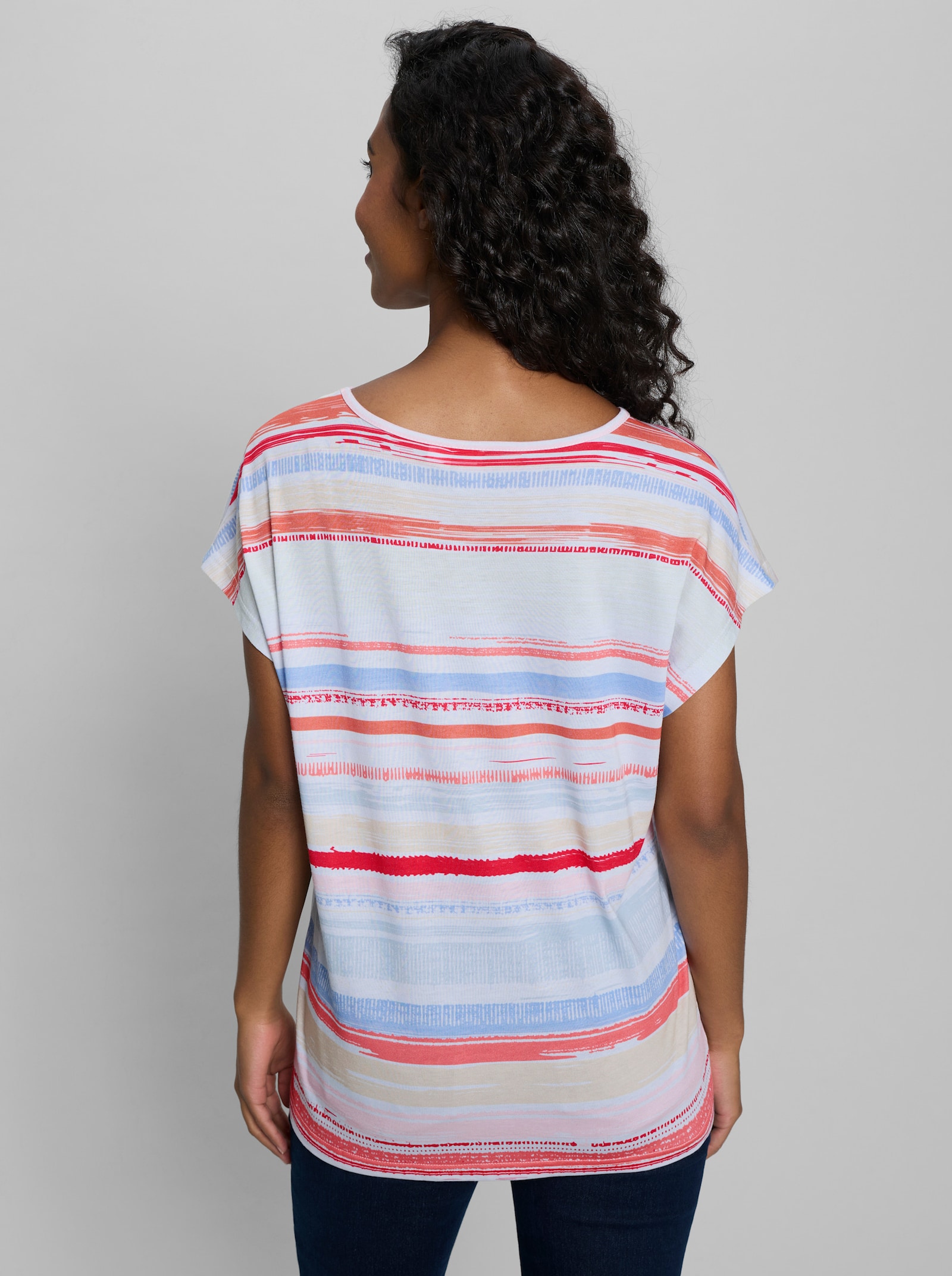 heine Kurzarmshirt mit Ringelstreifen - ecru-hellrosé-geringelt