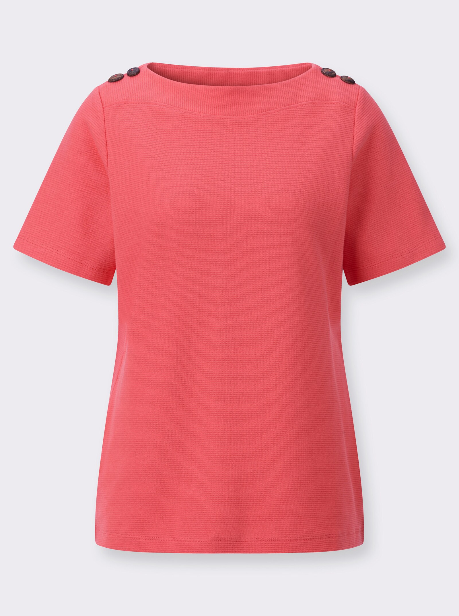 Kurzarmshirt mit Struktur-Jacquard - koralle