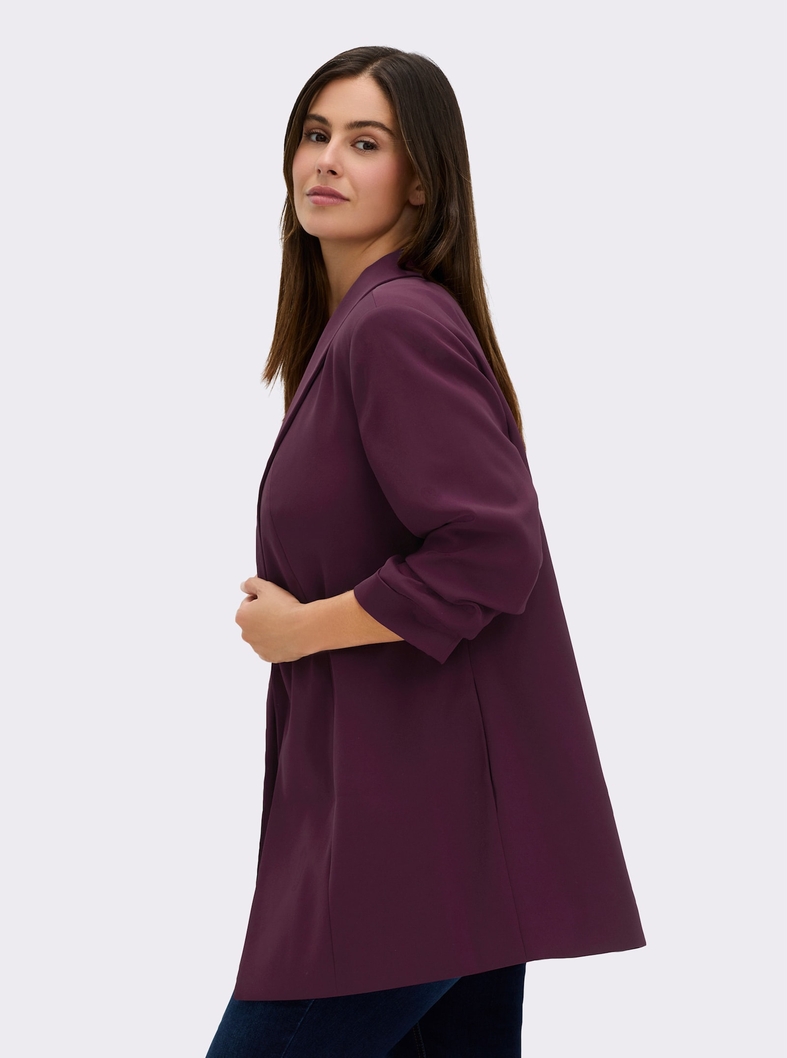 sheego Longblazer mit Schalkragen - burgund