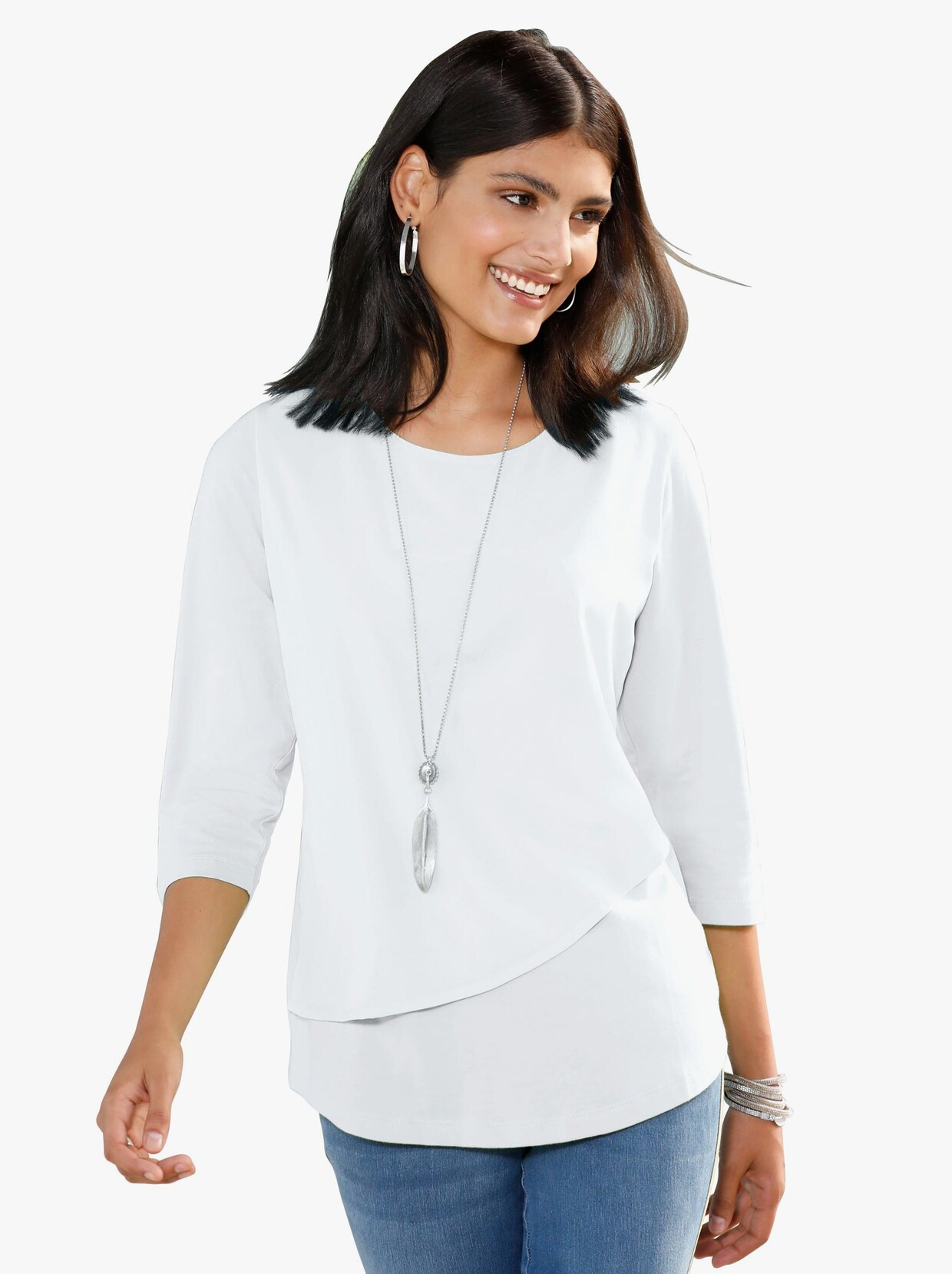 Shirt met 3/4-mouw - wit