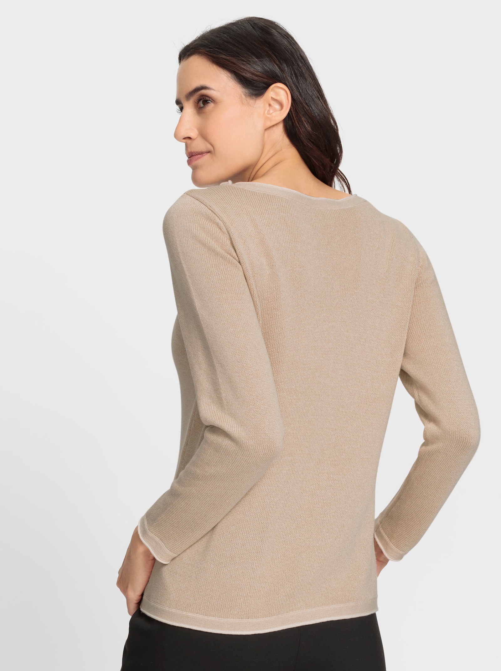 Pullover mit Stickerei - elfenbein-beige-gemustert