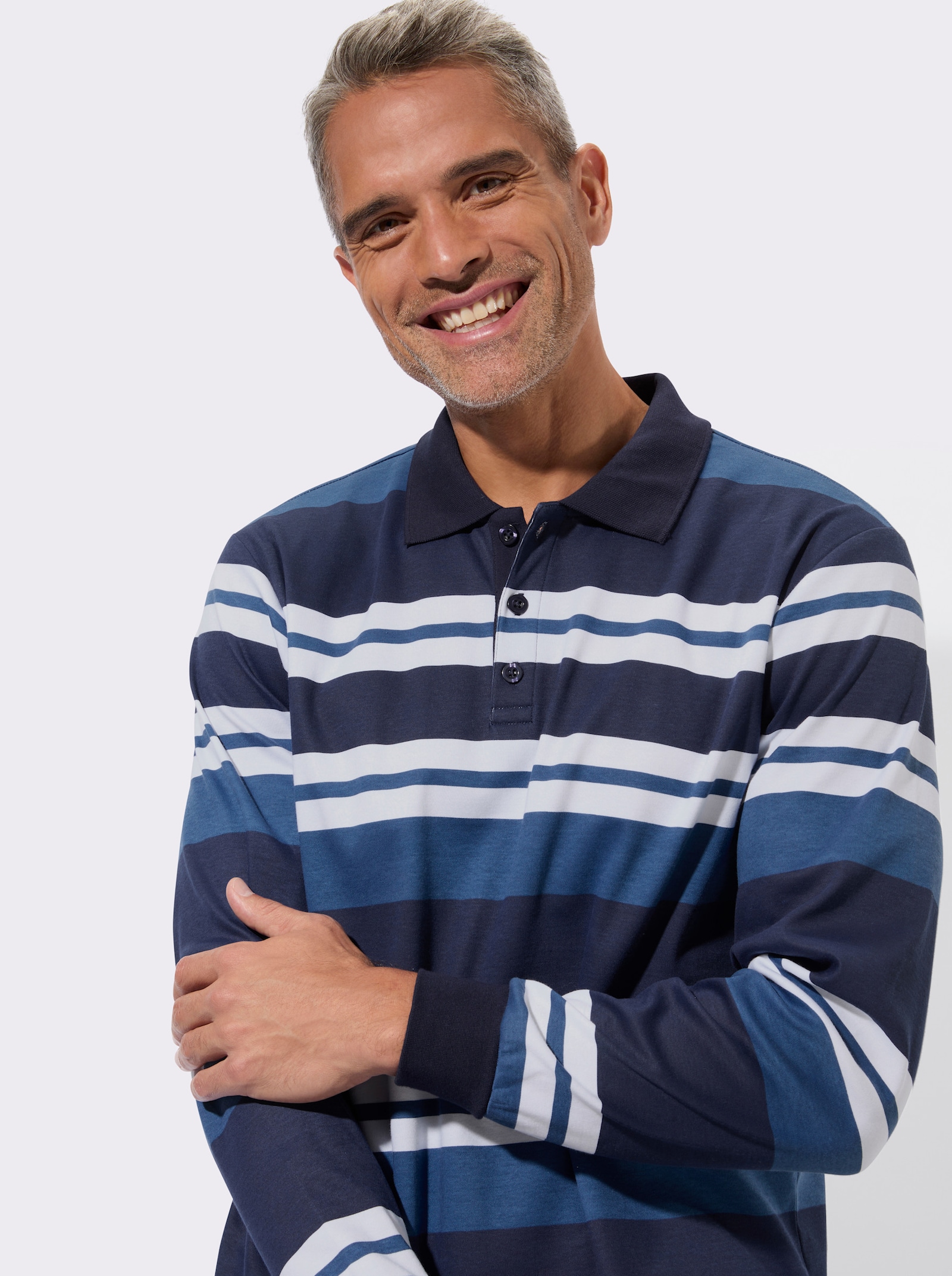 Sweatshirt im Ringel-Dessin - marine-jeansblau-geringelt