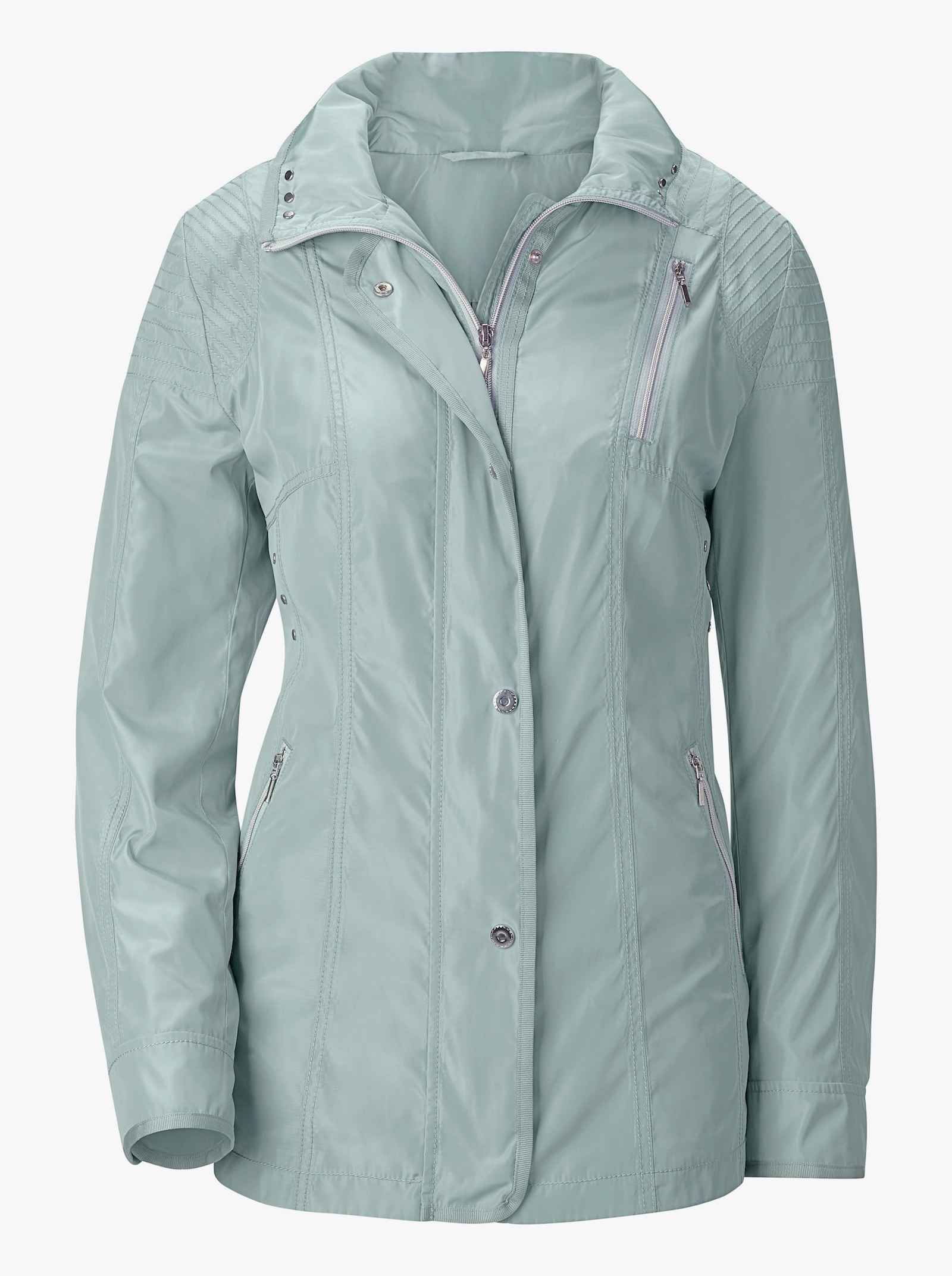 Parka mit silberfarbigen Details - jadegrün