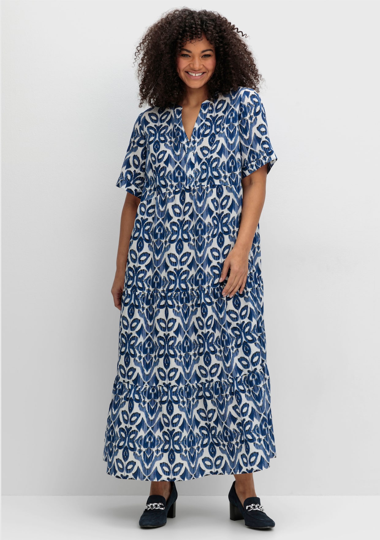 sheego Maxikleid - ecru-gemustert