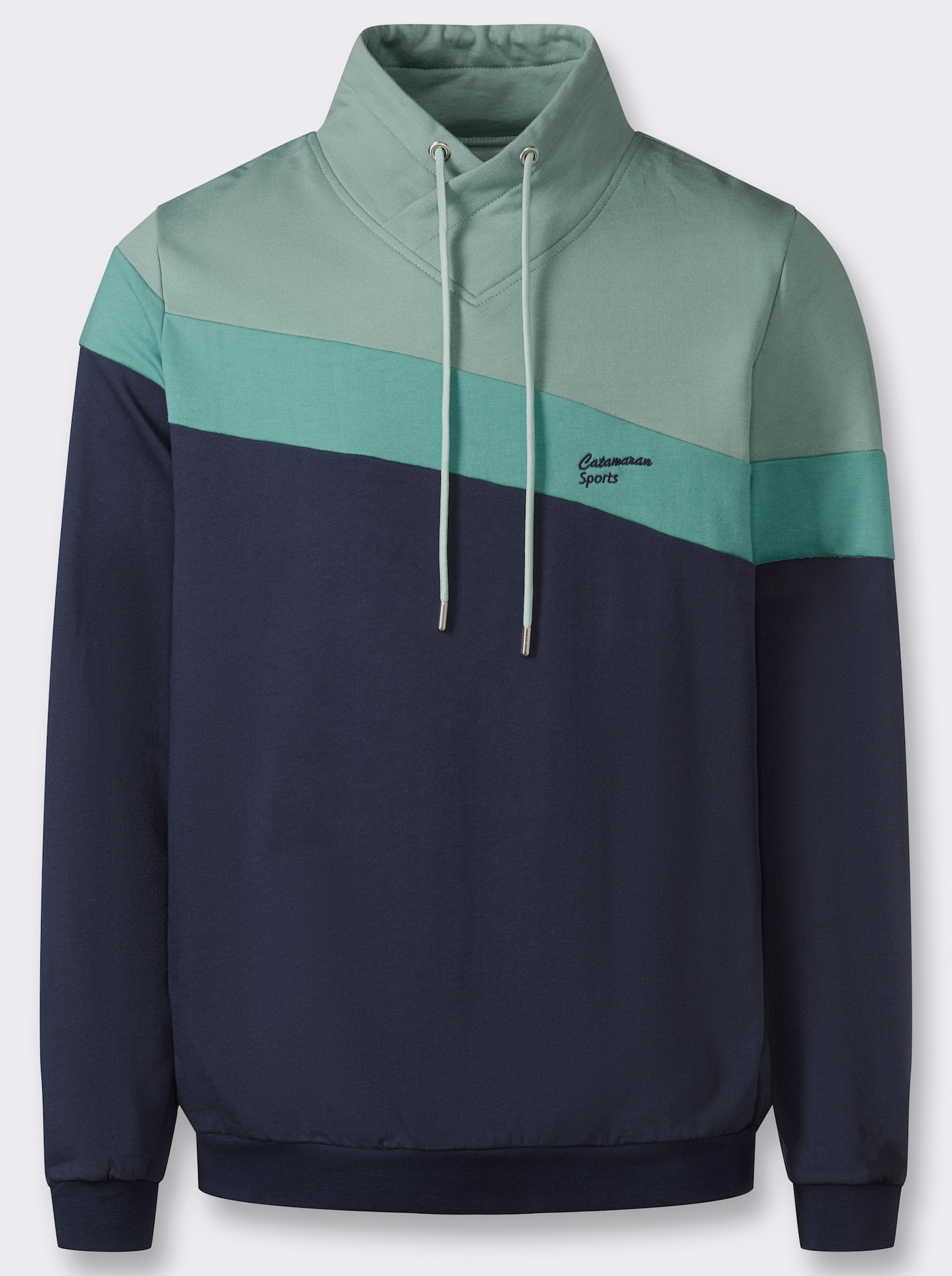 Catamaran Sports Sweatshirt mit weitenregulierbarem Kragen - marine-kalkmint