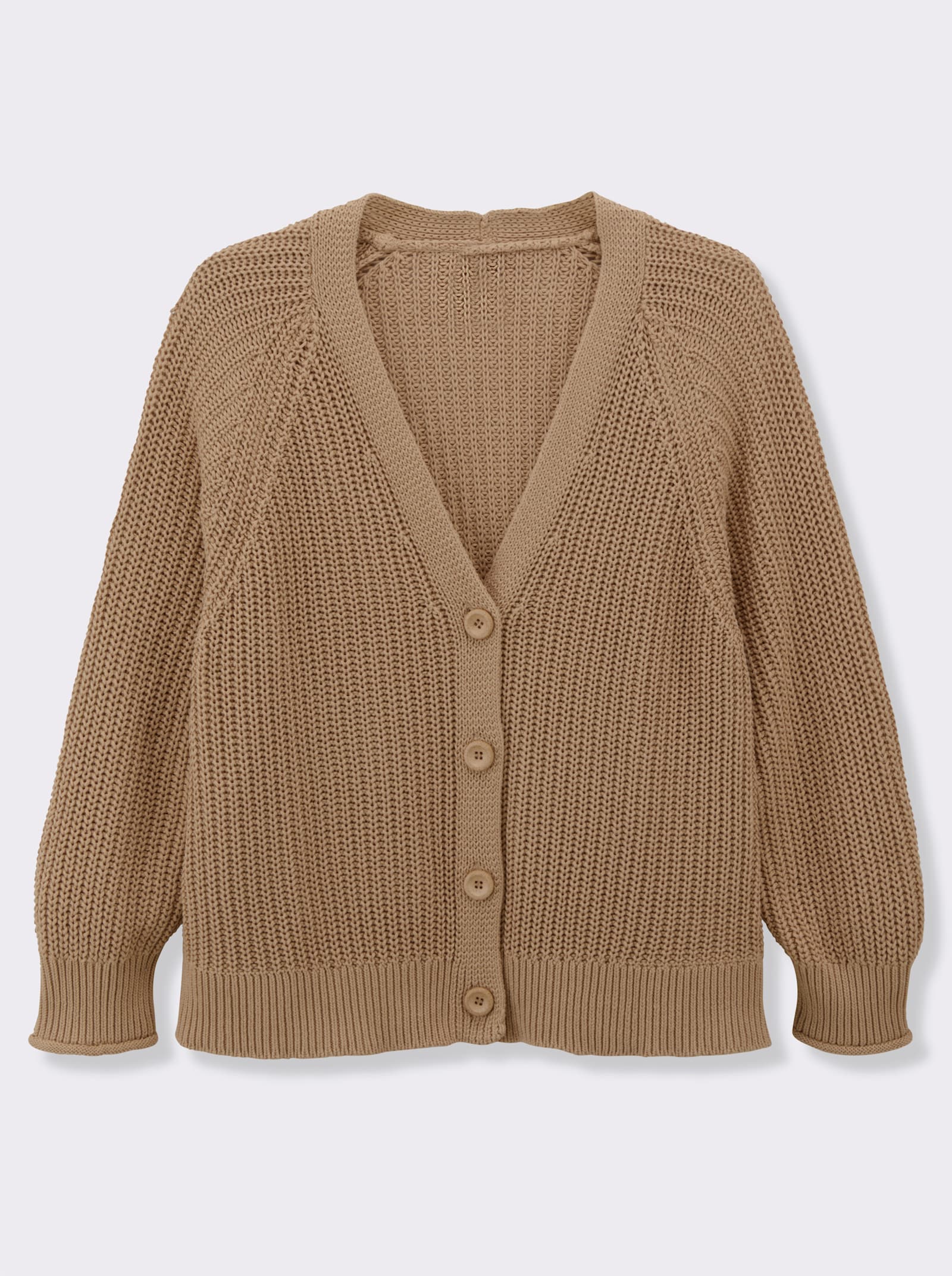 Strickjacke in Grobstrick-Muster - camel