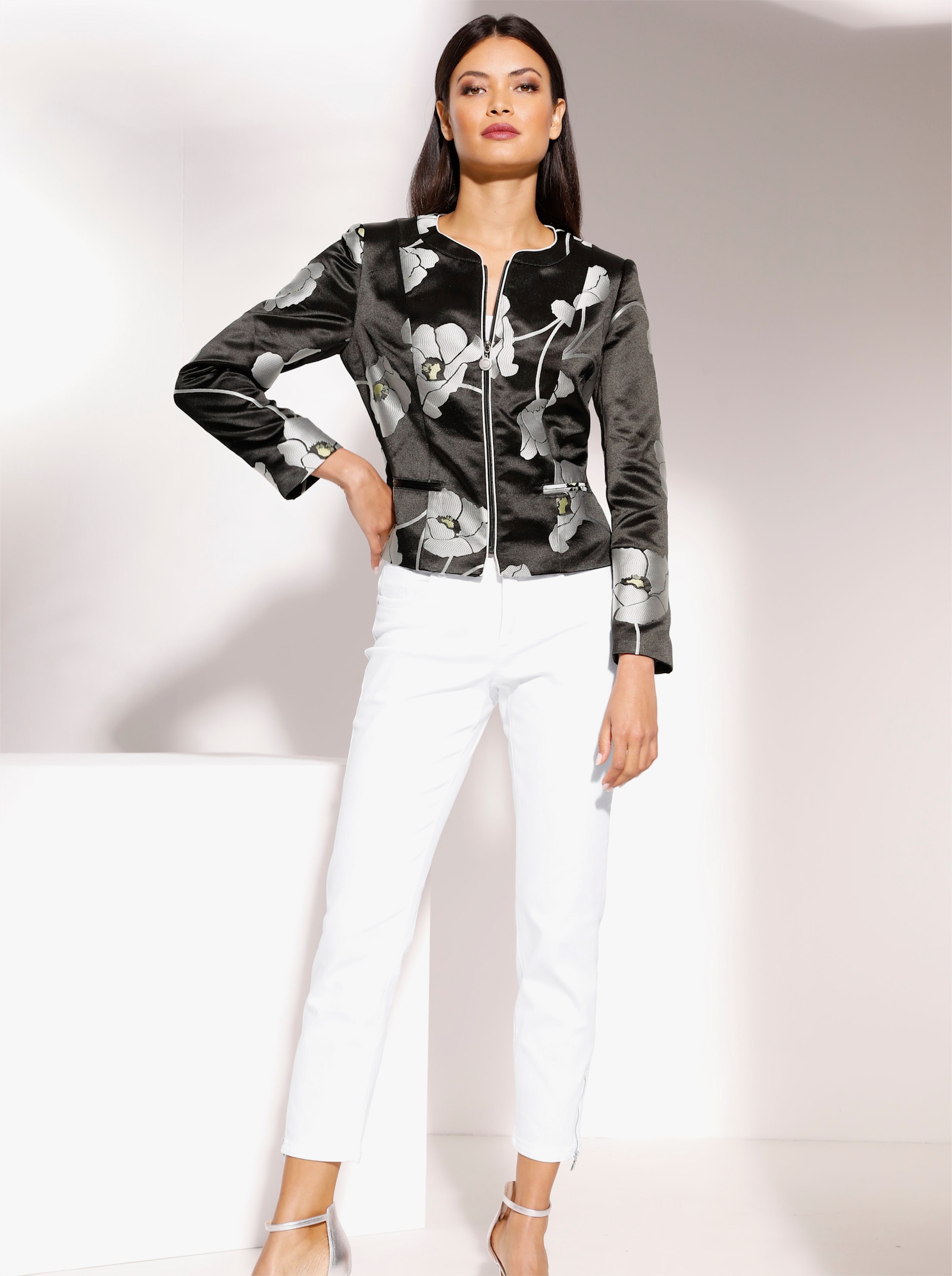 Ascari Jean 5 poches avec application strass - blanc