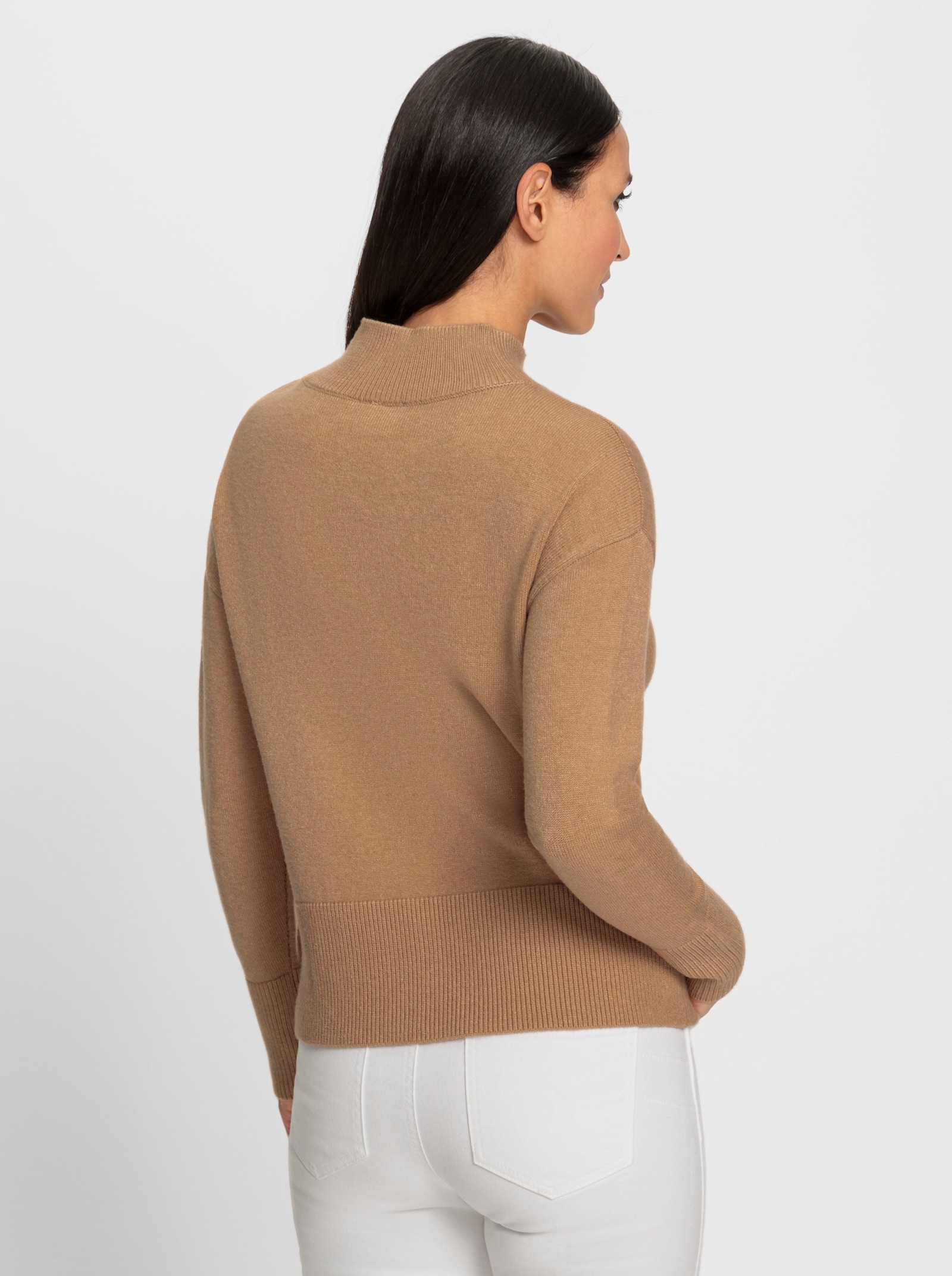 heine Pullover met opstaande kraag en rechte snit - camel