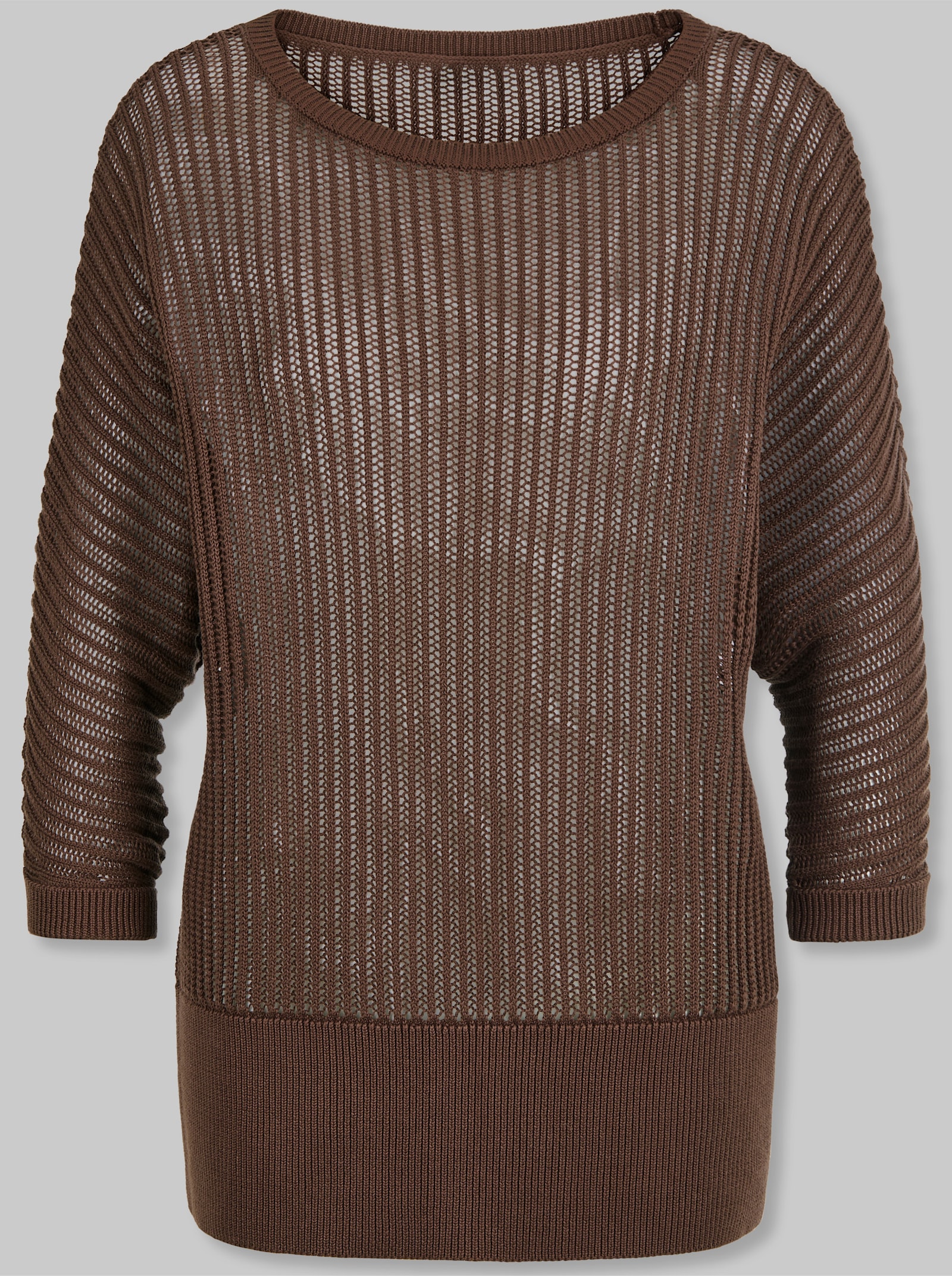 heine Ajourpullover mit weitem Ausschnitt - schoko