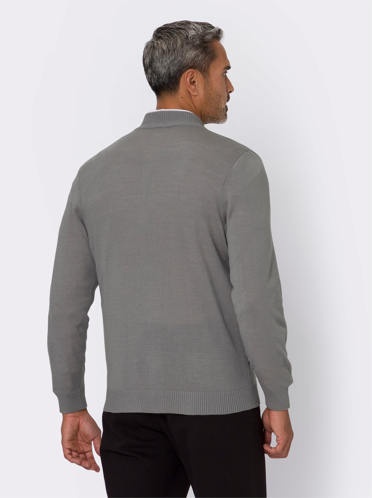 Pletený kabátek - šedá-vzor