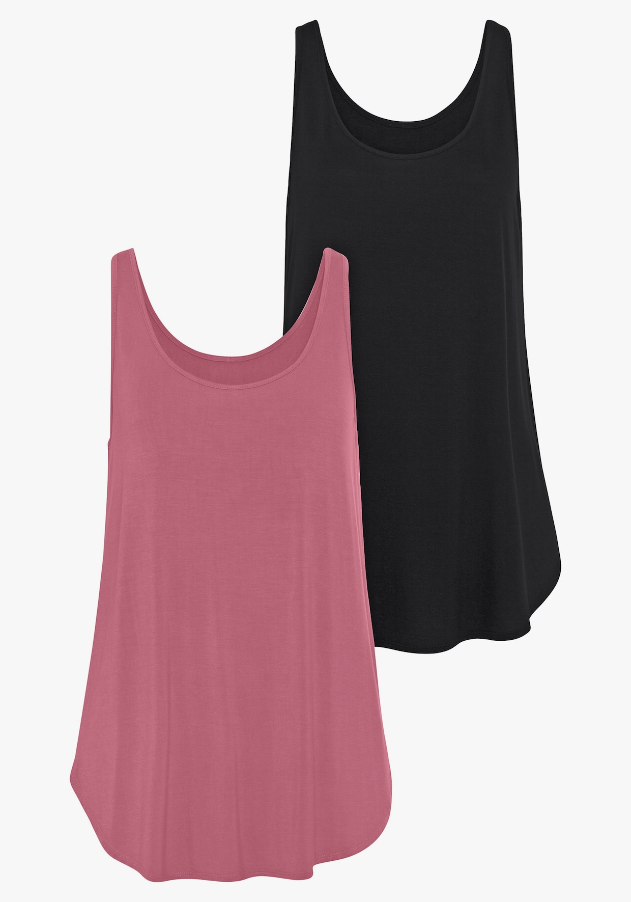 LASCANA Lange top - bessenrood, zwart