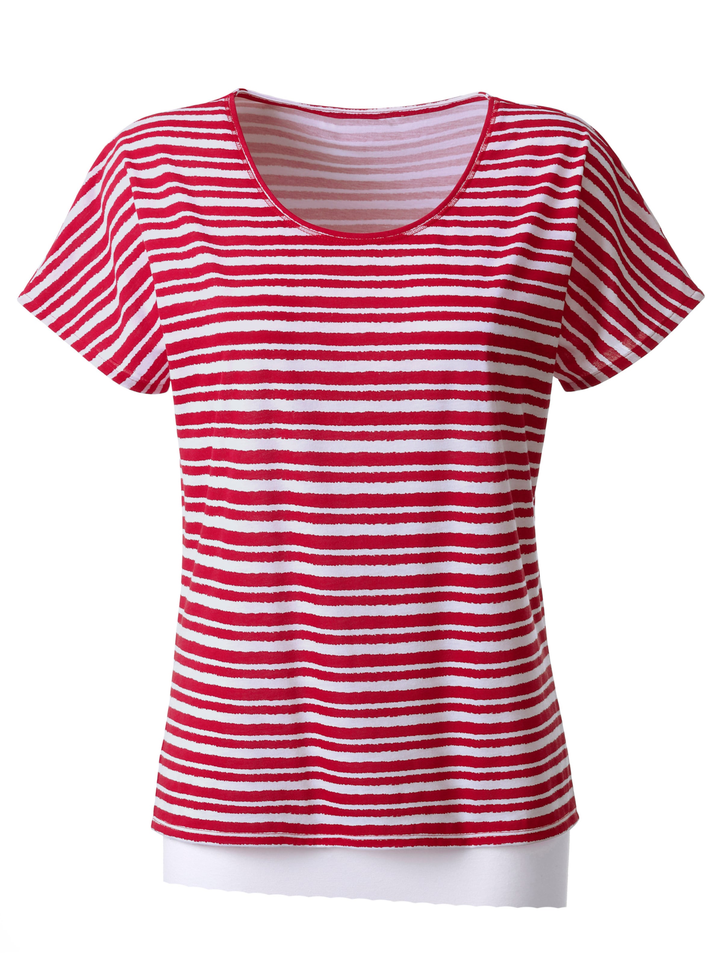 Streifen von günstig Kaufen-T-Shirt in rot-gestreift von heine. T-Shirt in rot-gestreift von heine <![CDATA[Fällt schön lässig und überzeugt mit seinem flotten Streifendessin: sportives Shirt mit Rundhals-Ausschnitt.]]>. 
