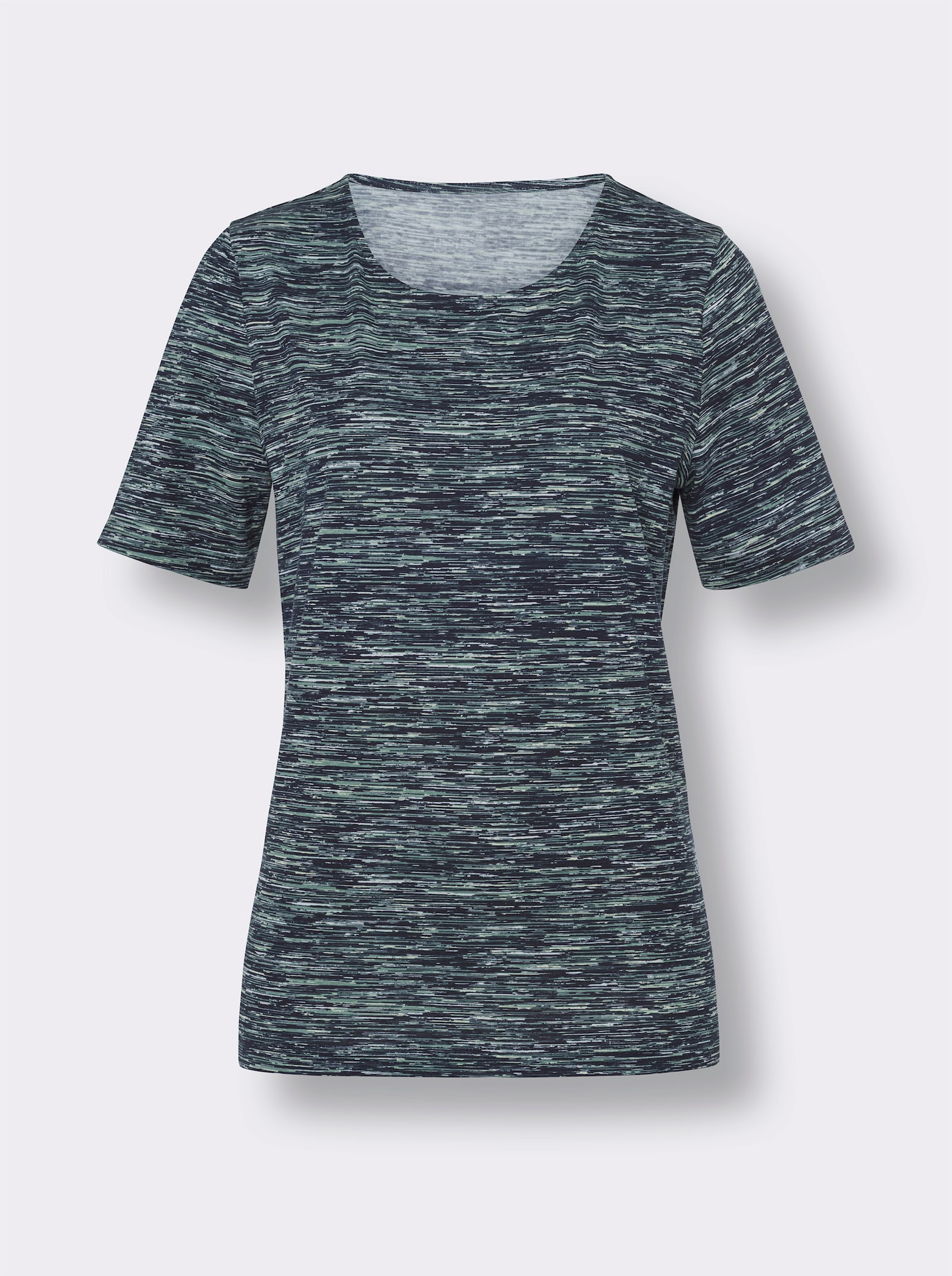 Shirt met ronde hals van puur katoen - lichtblauw/marine bedrukt