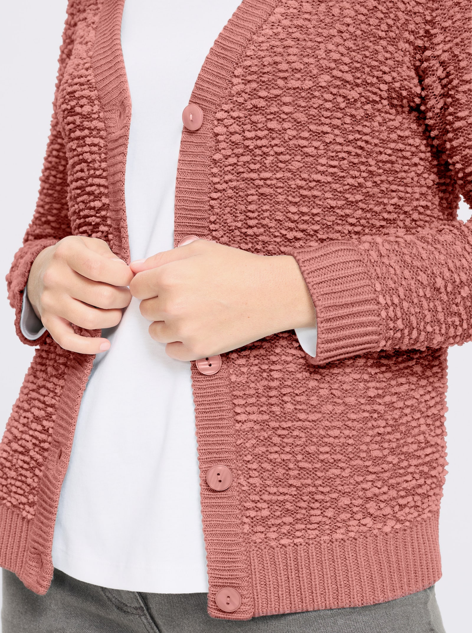 Cardigan aus Effektgarn - rosenholz