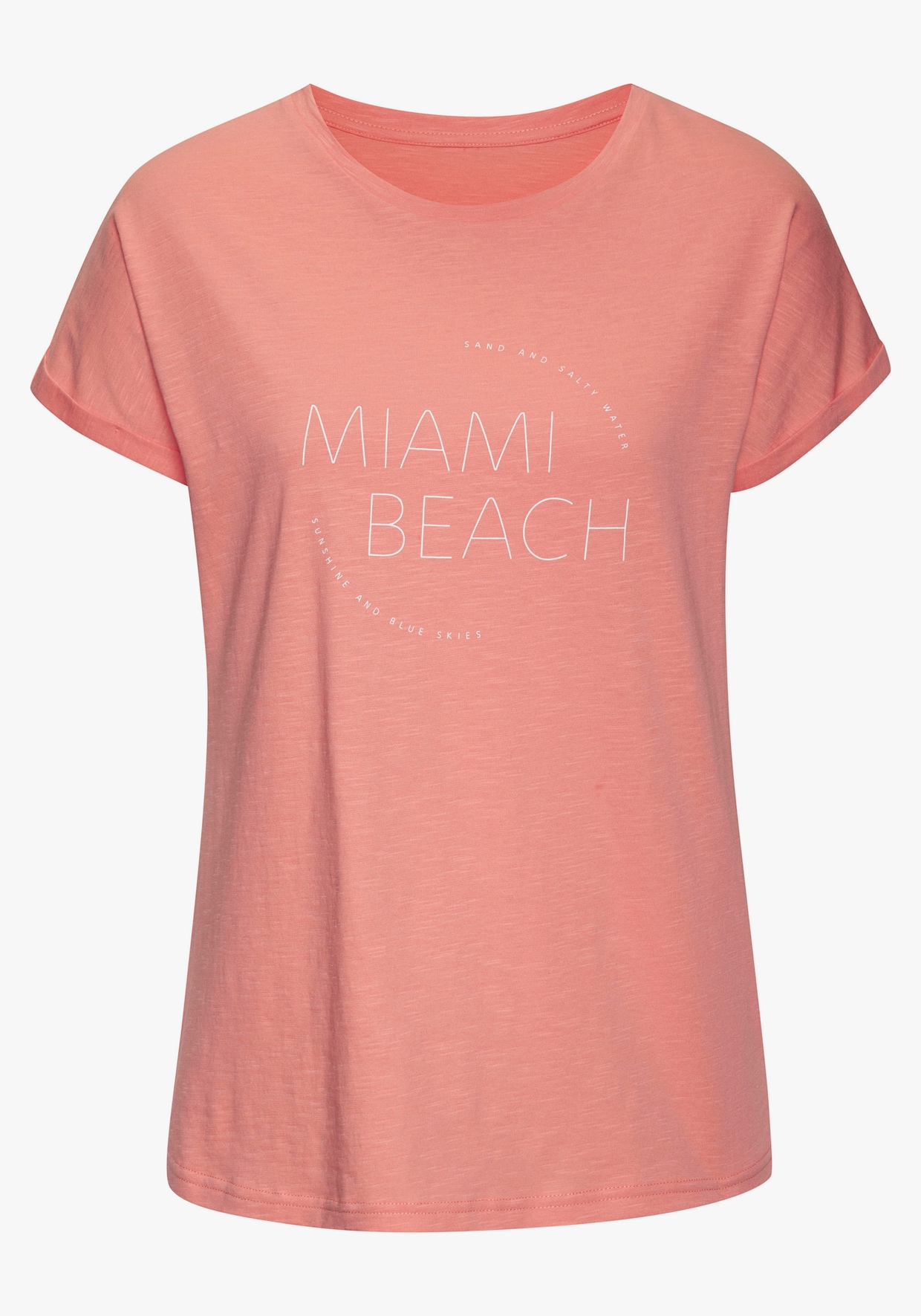 Vivance T-shirt - peach bedrukt, peach effen
