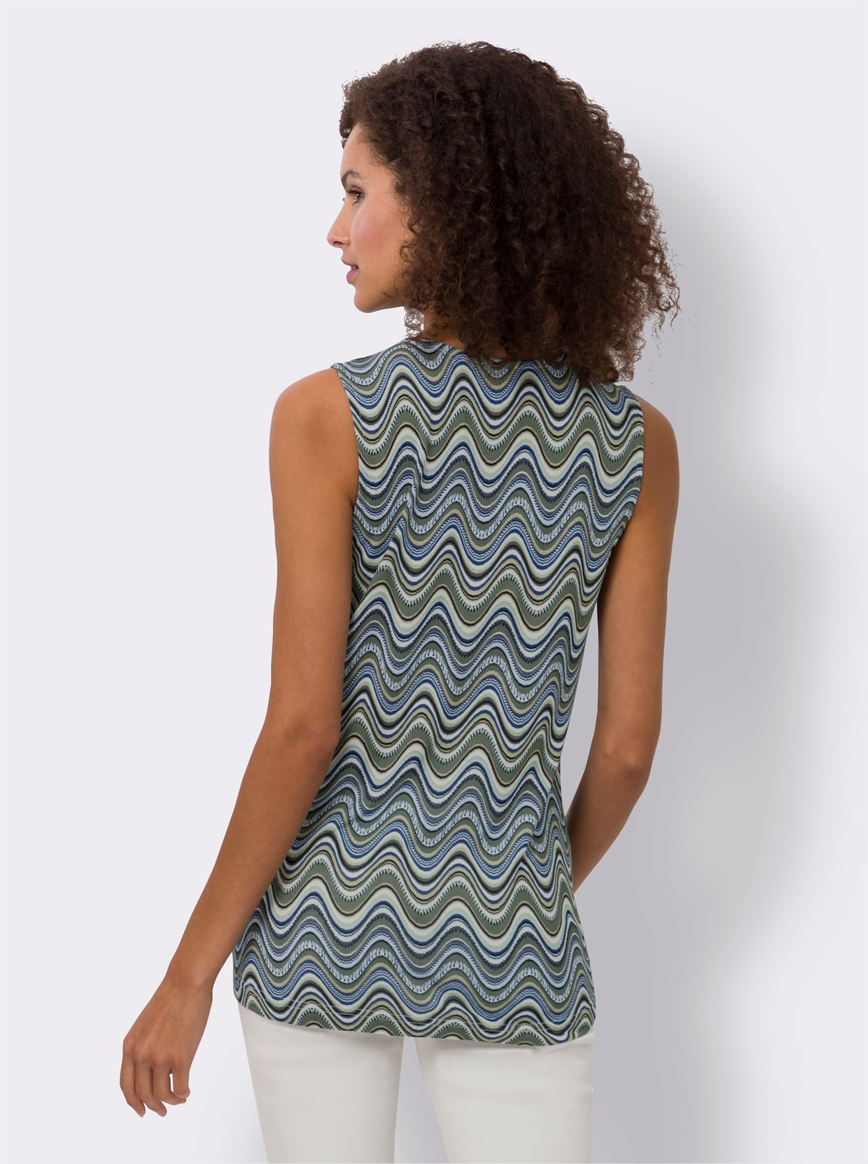 heine Shirttop - kaki/zwart bedrukt