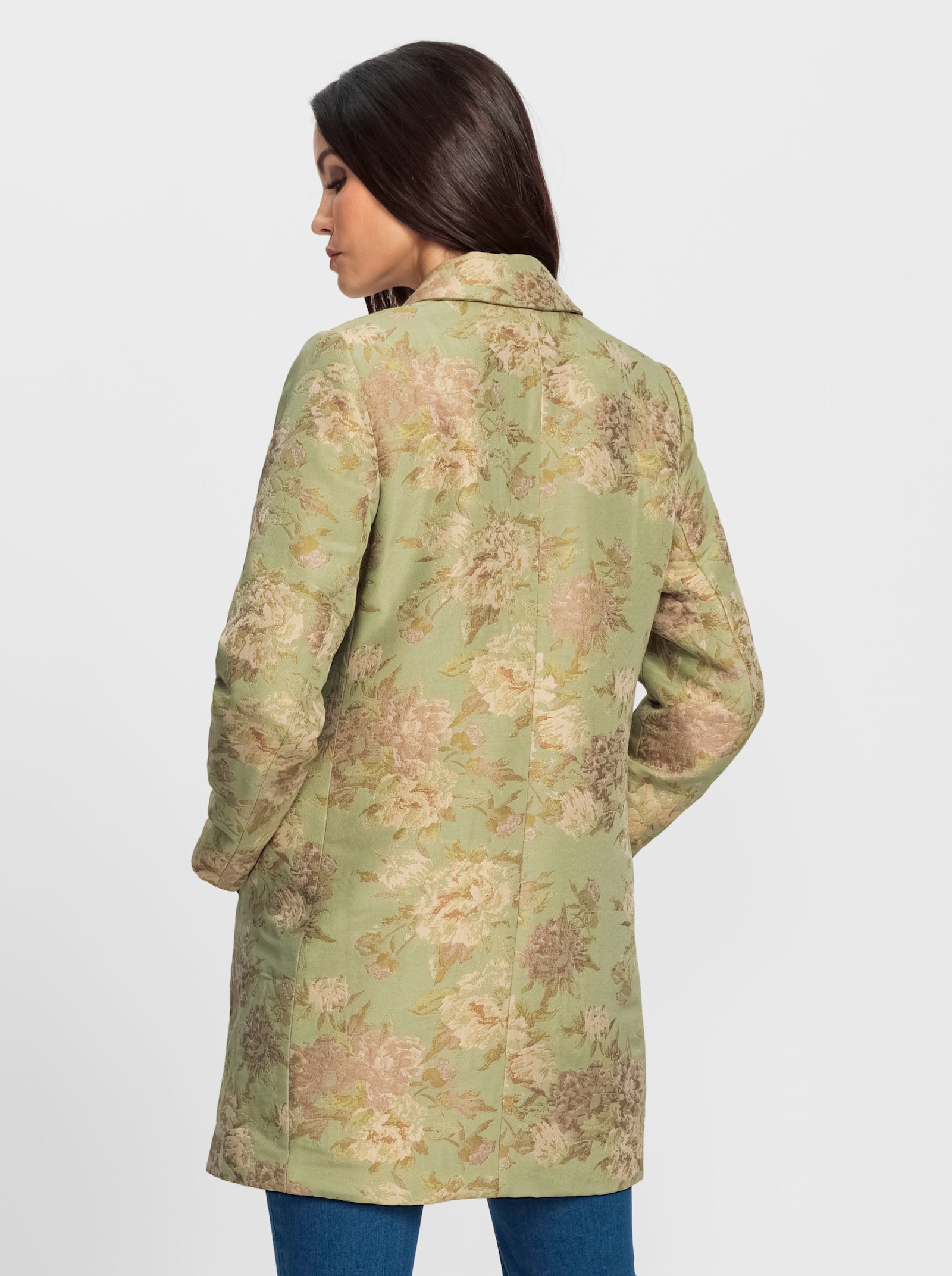 heine Blazer long avec motif jacquard - vert tilleul-couleur ivoire à motifs