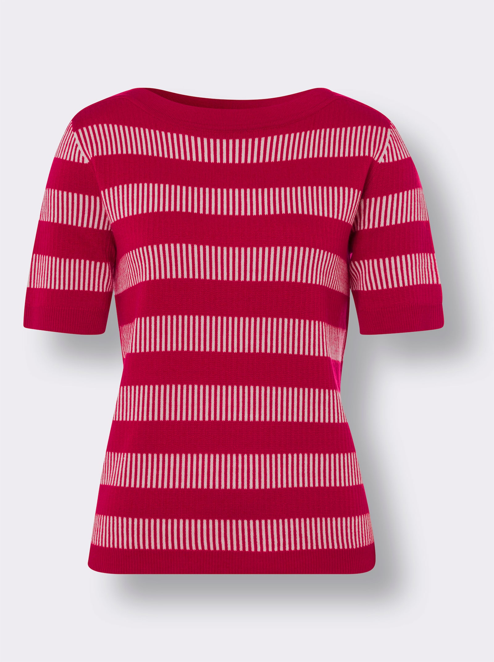 Pulóver s krát. ruk., žakár - Vzor: červená – prírodný hodváb