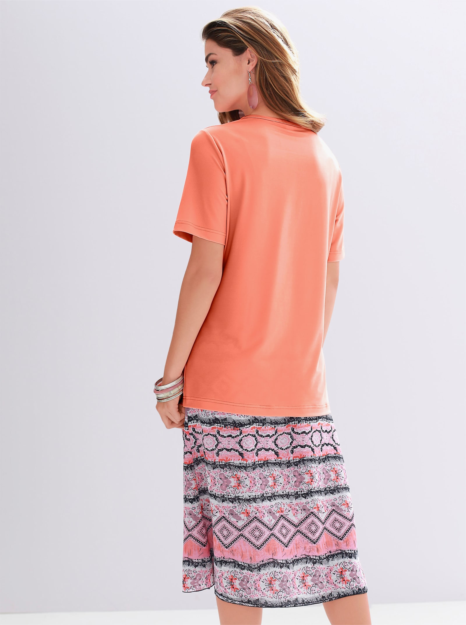 Wasserfallshirt mit kurzem Ärmel - mandarine