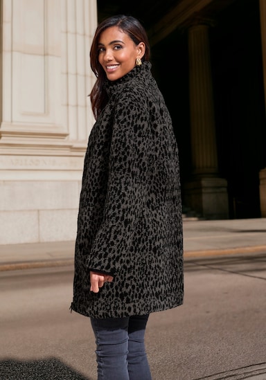 LASCANA Fleecejacke - leo-anthrazit