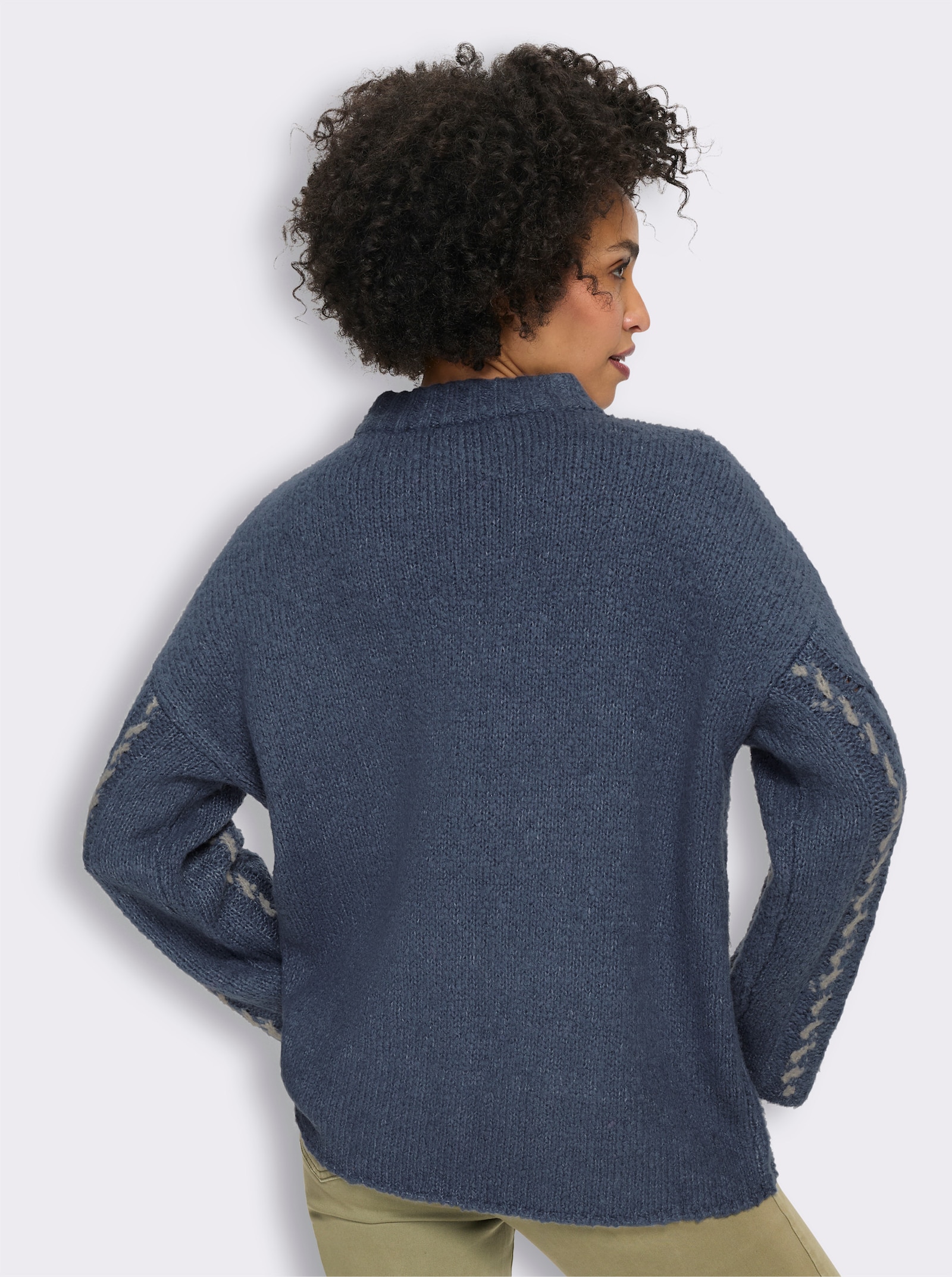 heine Strickpullover mit Zopfmuster - rauchblau