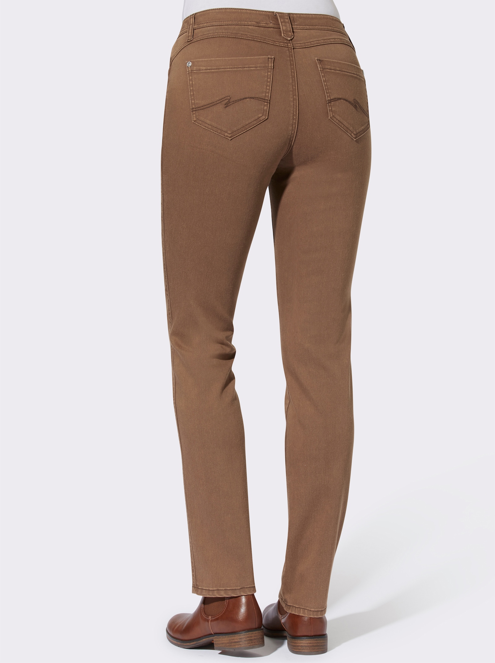 Jeans mit passgenauem Sattel vorne und hinten - braun