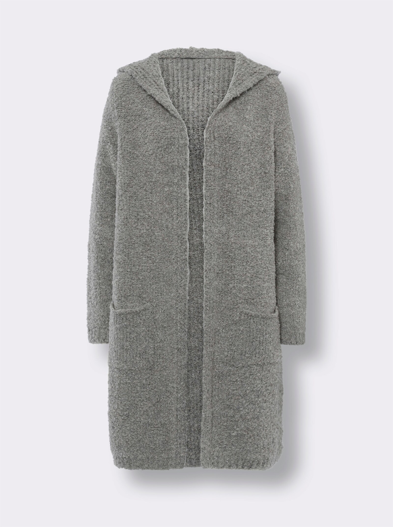 heine Longstrickjacke in Chenille-Qualität - steingrau-meliert