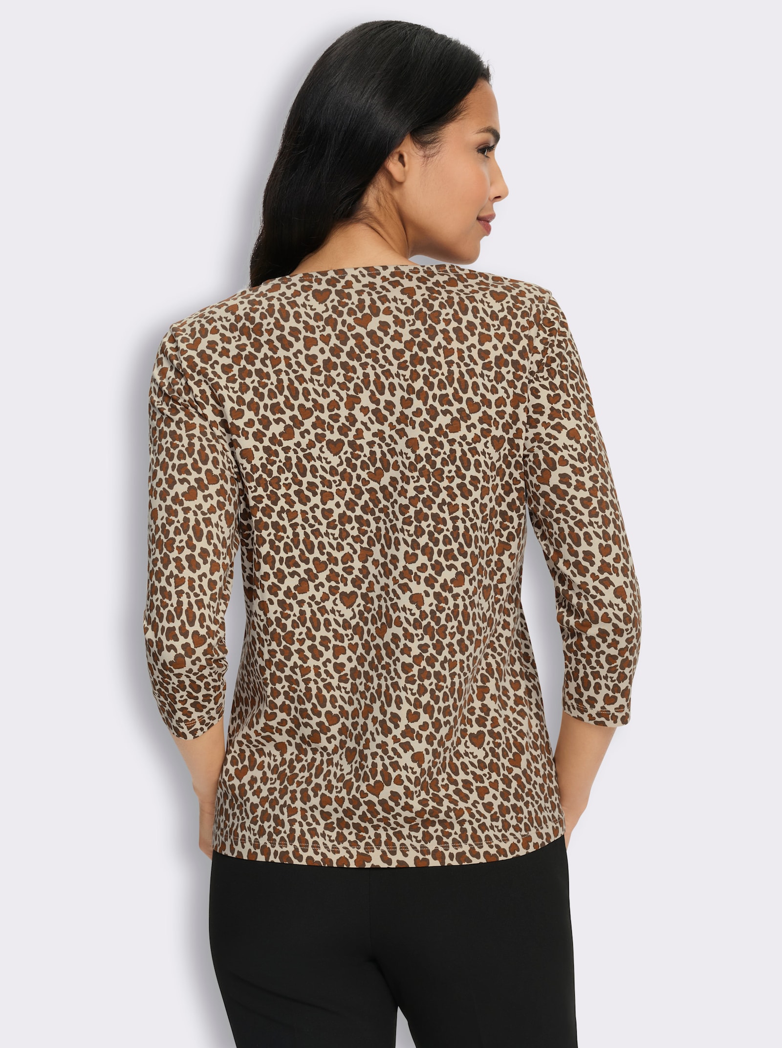 3/4-Arm-Shirt im Mustermix - sand-cognac-bedruckt