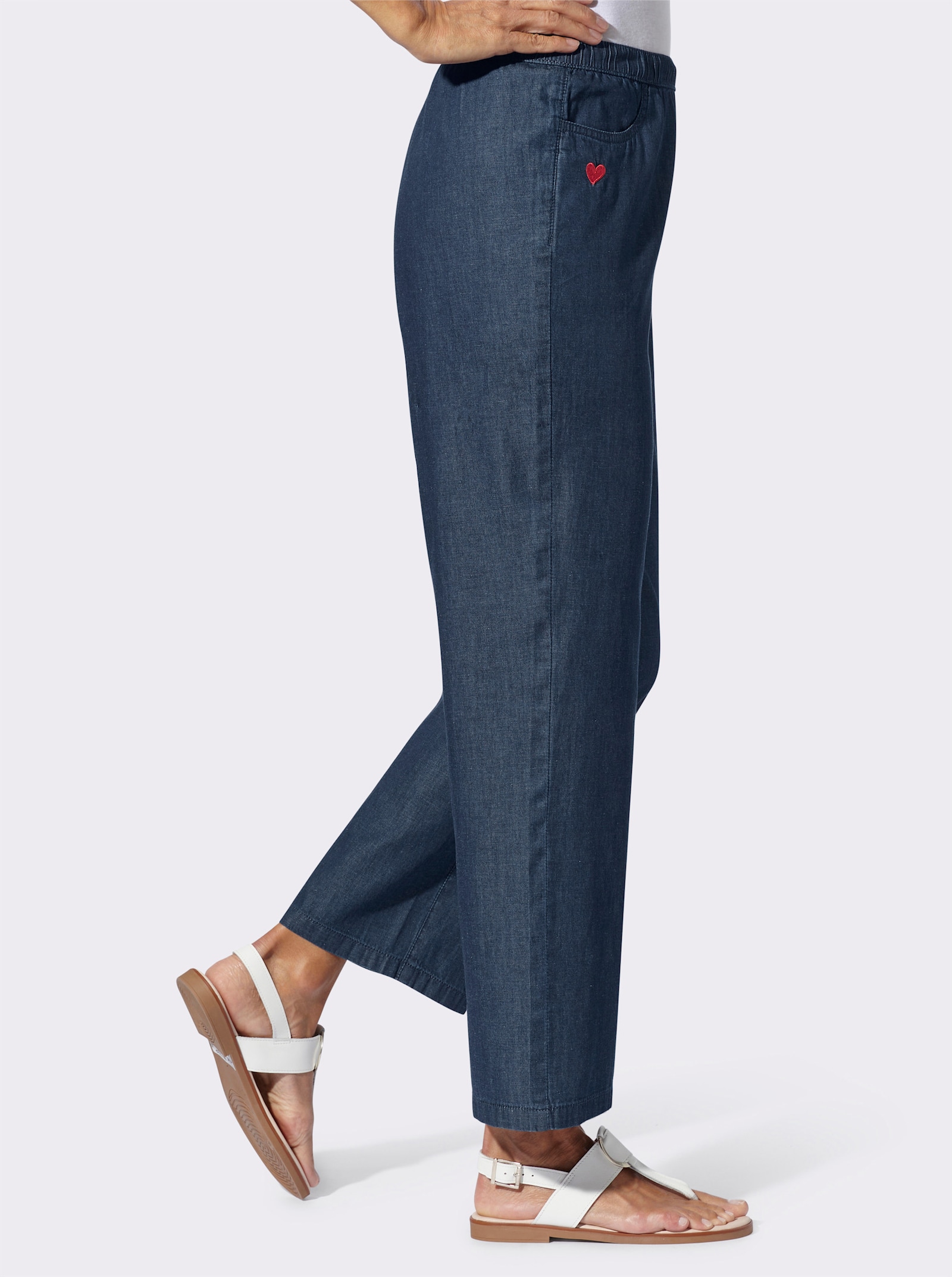 Comfortjeans in wijd model - blue-stonewashed