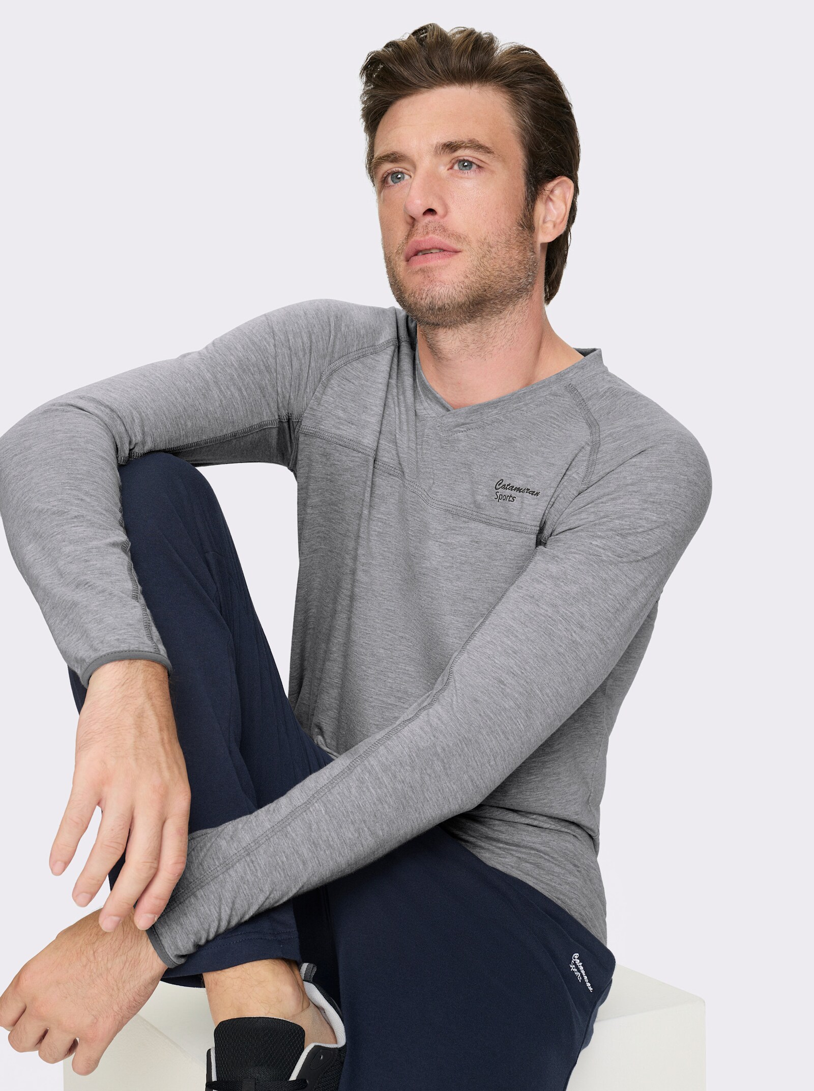 Catamaran Sports Freizeitshirt mit elastischen Abschlüssen - grau-meliert