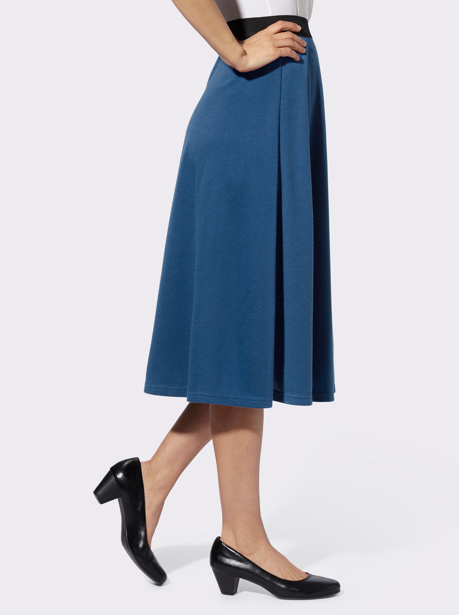 Jerseyrock mit Kontrastbund - marine + jeansblau