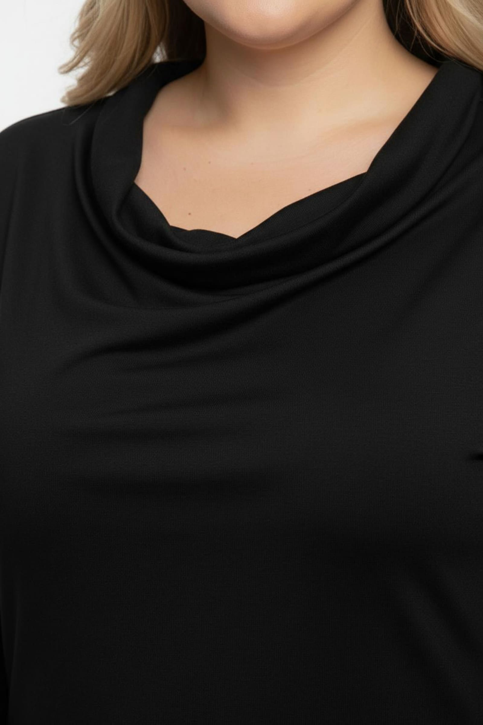 Wasserfallshirt mit 3/4-langen Ärmeln - schwarz