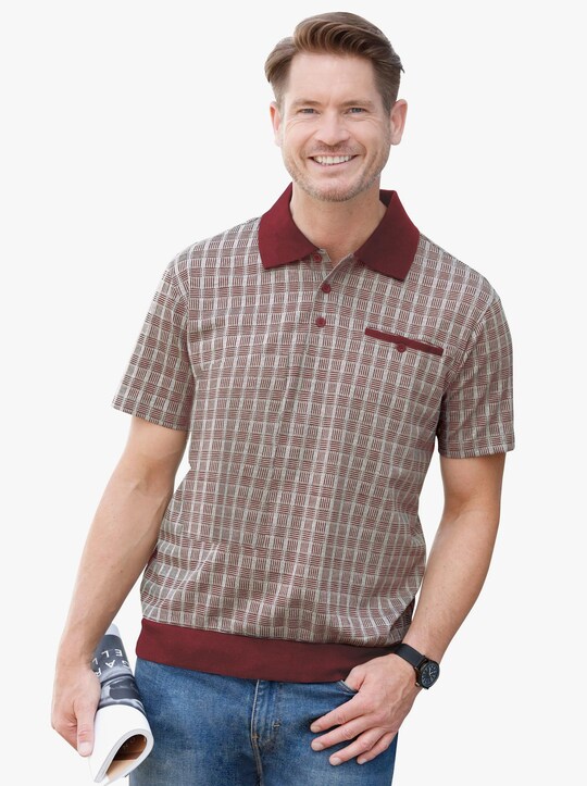 Poloshirt - rot-gemustert