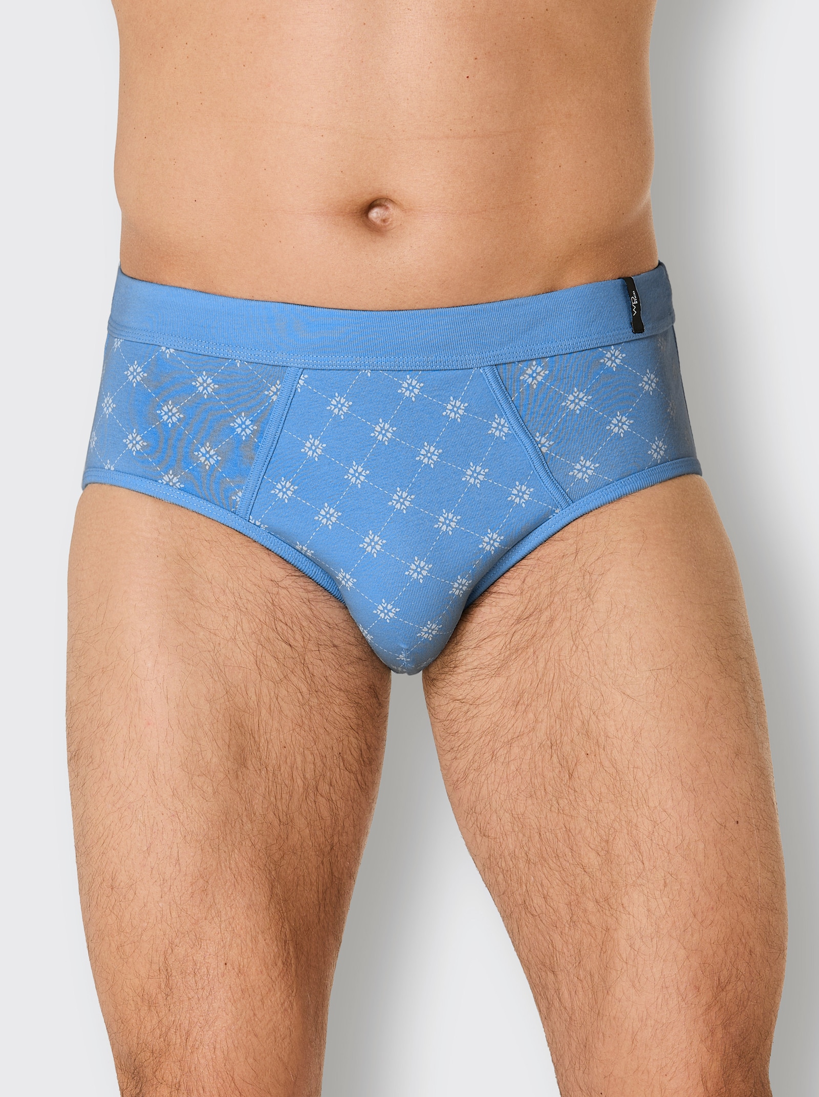 wäschepur men Slips - mittelblau + mittelblau-bedruckt