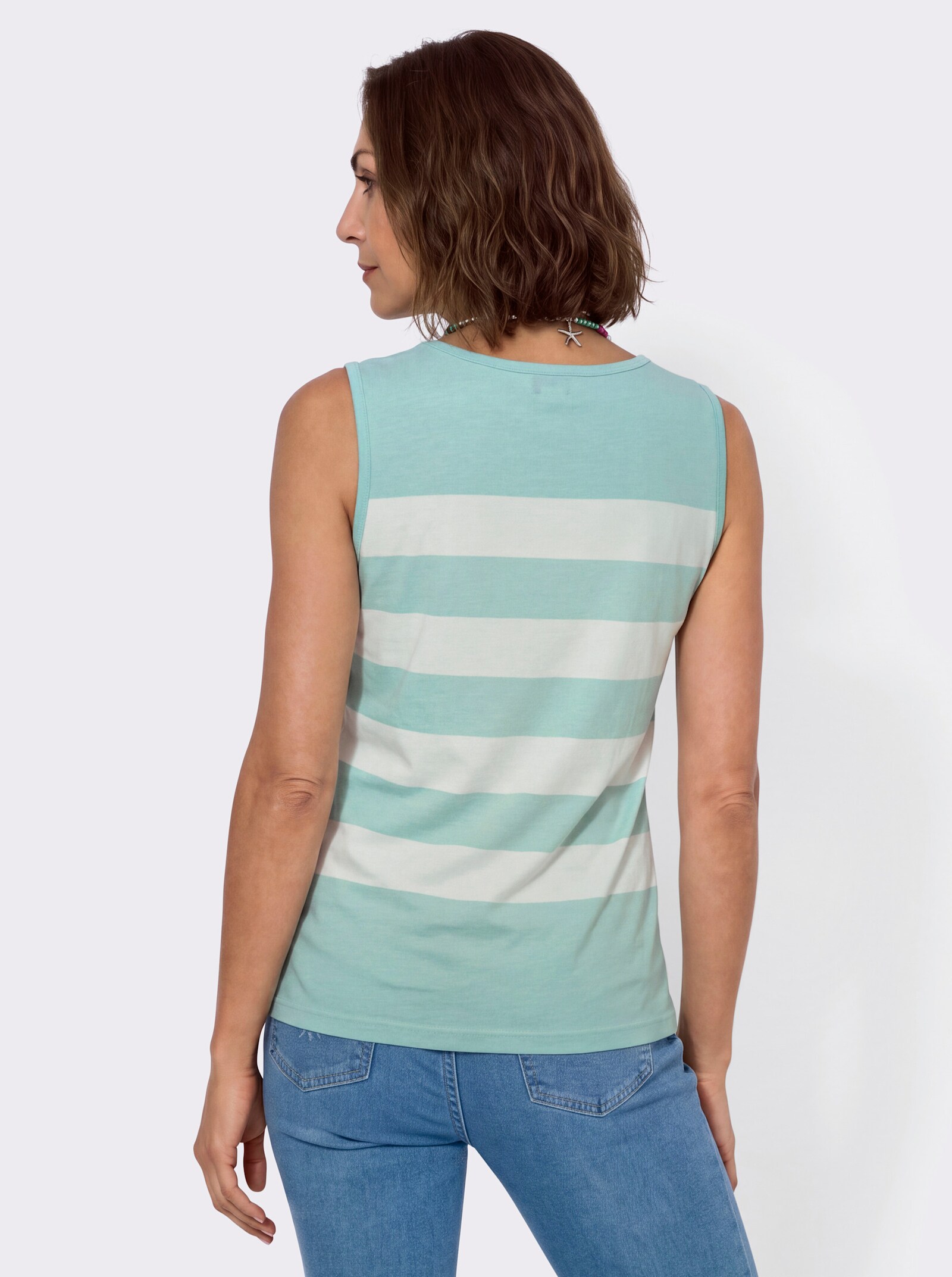 Shirttop mit Deko-Knopfleiste - mint-ecru-gemustert