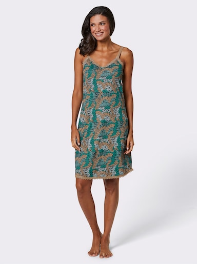 wäschepur Nachthemd - camel-salbei-bedruckt