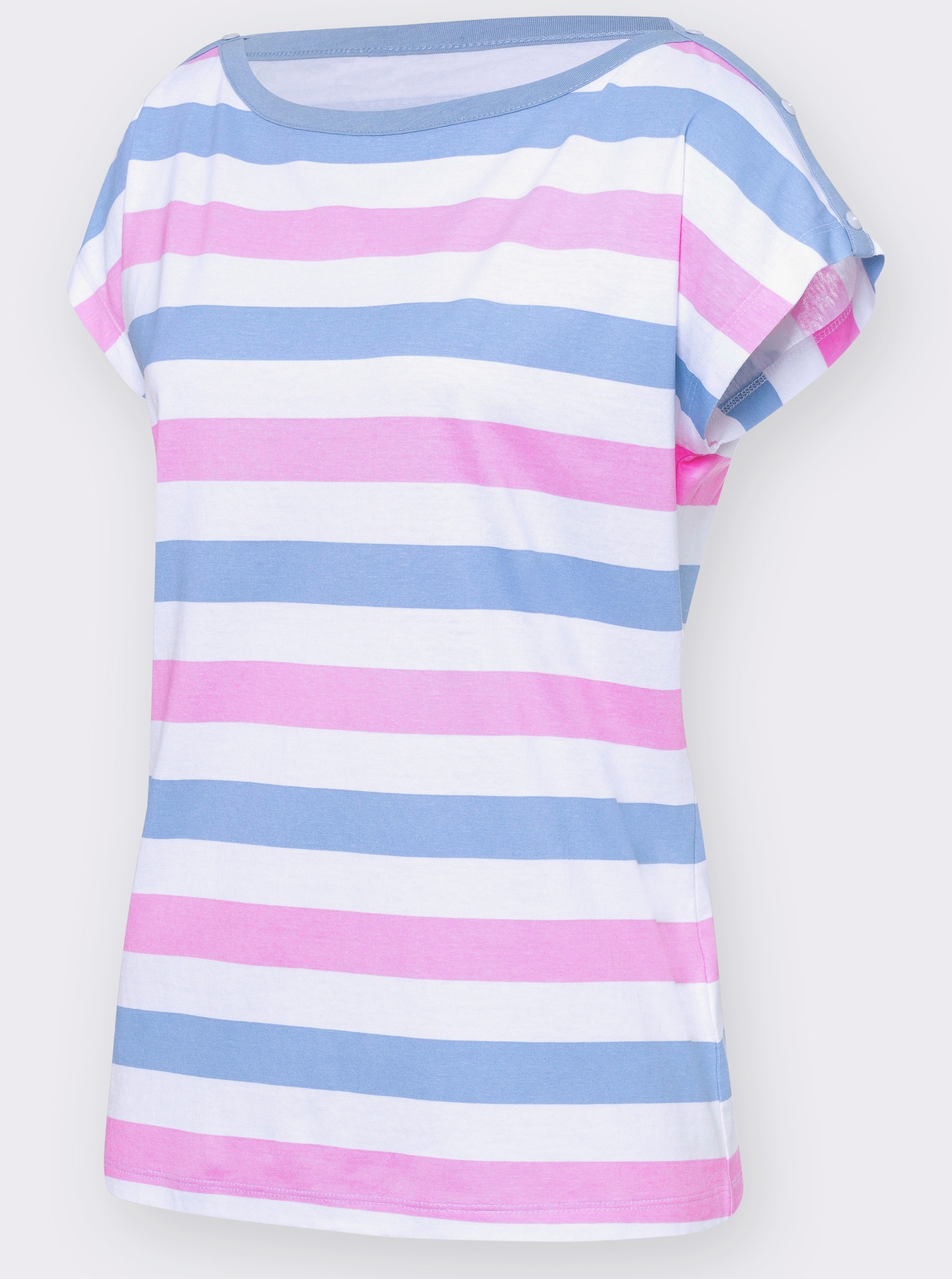 Proužkované tričko - růžová-modrá-proužek