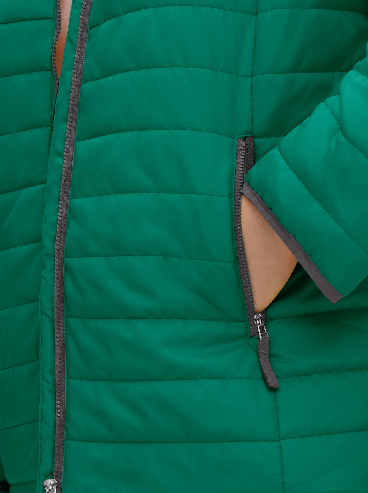 Steppjacke mit kontrastfarbenen Akzenten - grün