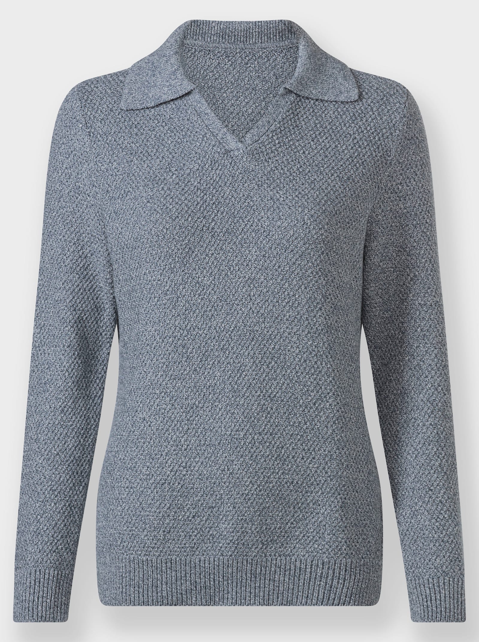 Polopullover in Melange-Qualität - rauchblau-meliert
