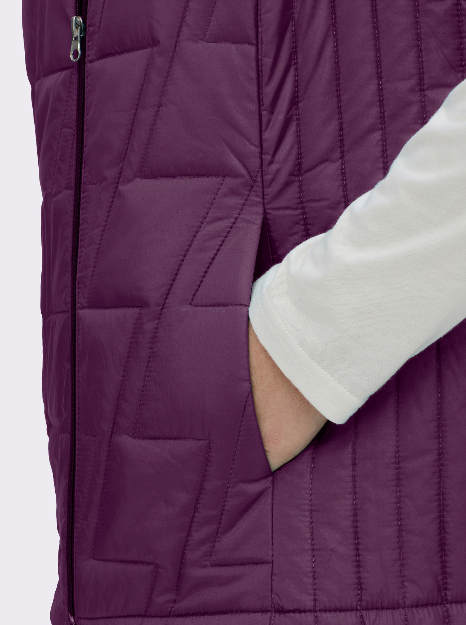 Steppweste mit kontrastfarbigem Futter - violett