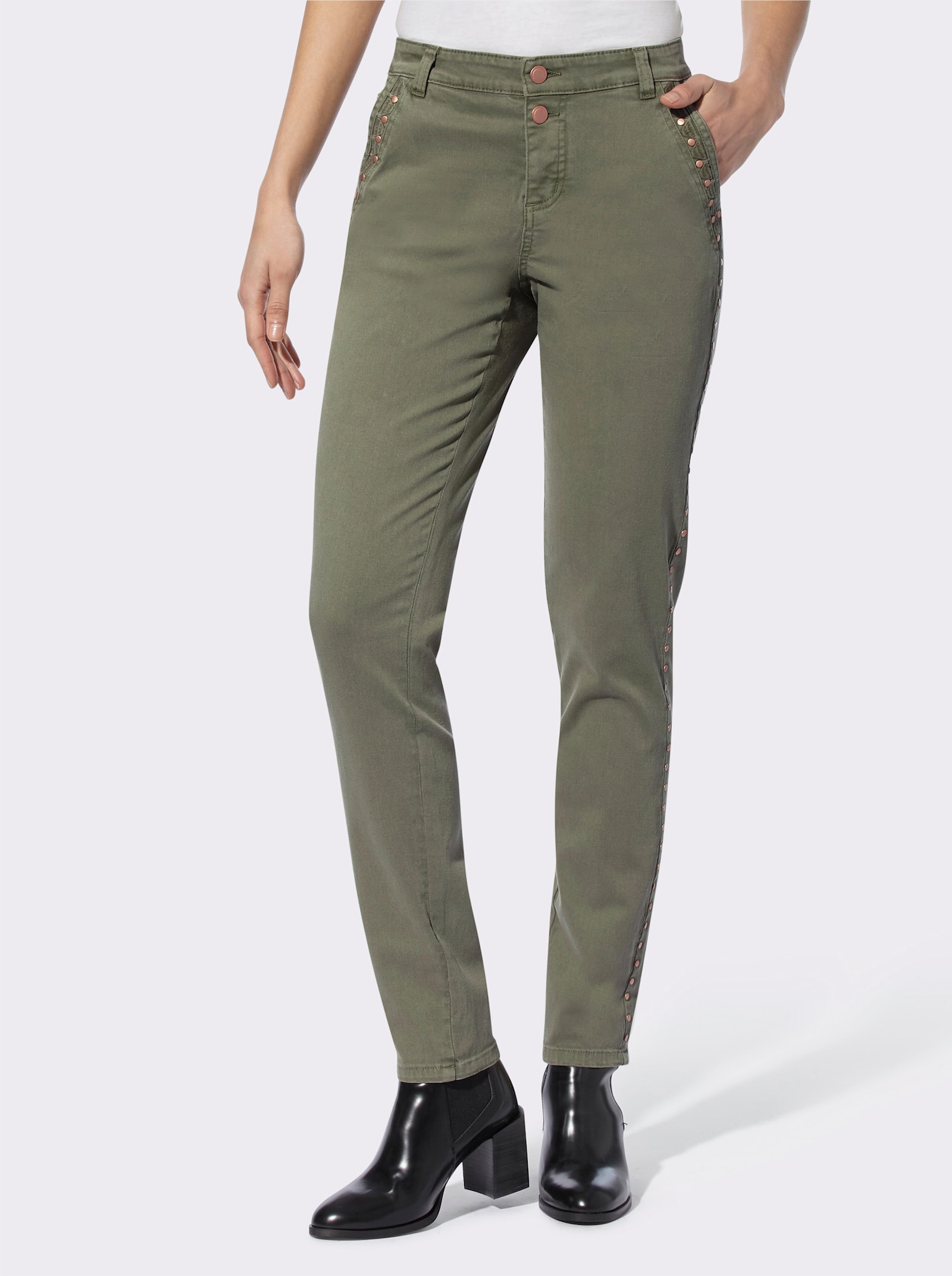 heine Hose mit Nieten - khaki