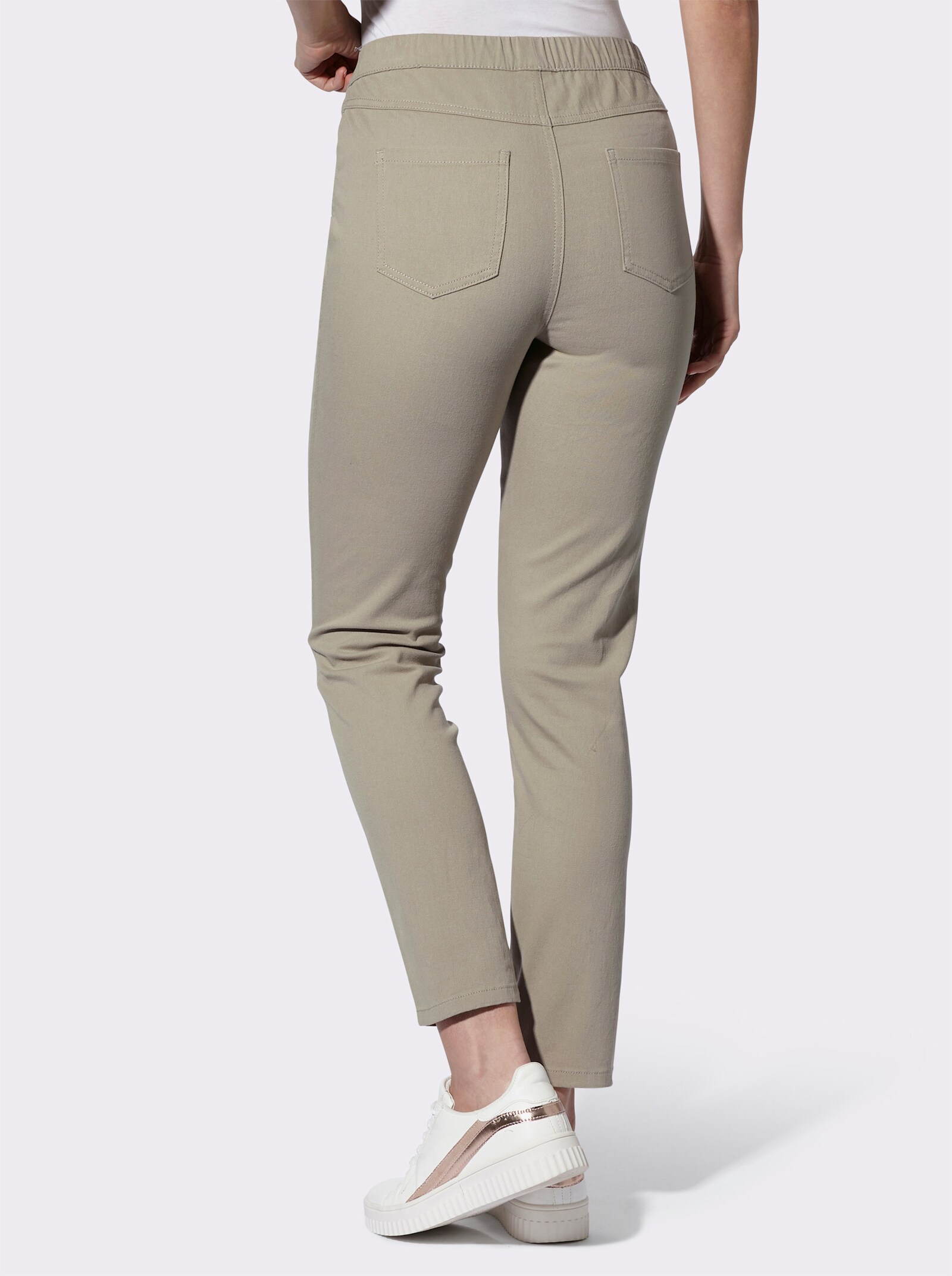 Navlékací kalhoty s elastickým pasem - hnědá